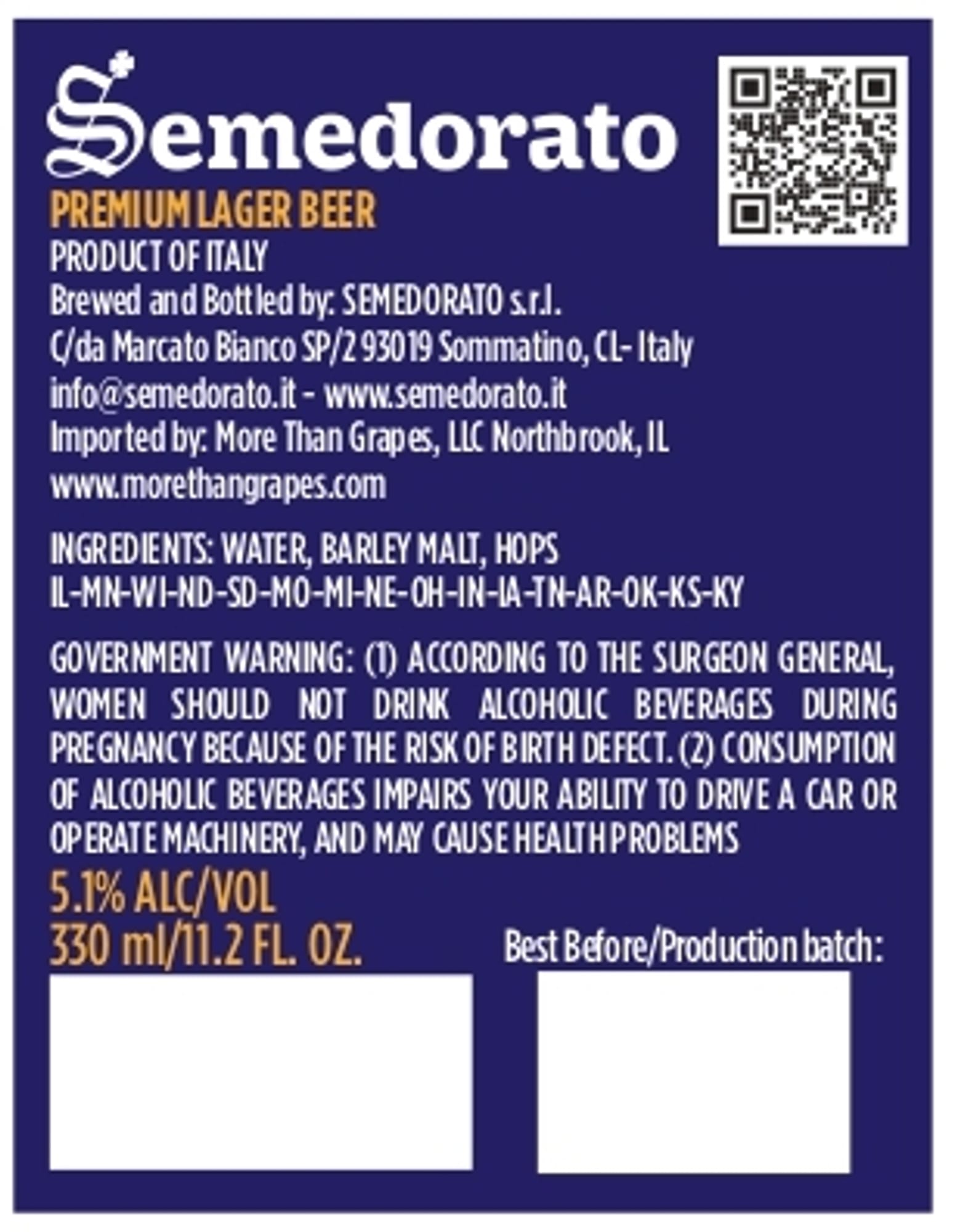 Semedorato Premium Lager Beer by Semedorato s.r.l. - beer label