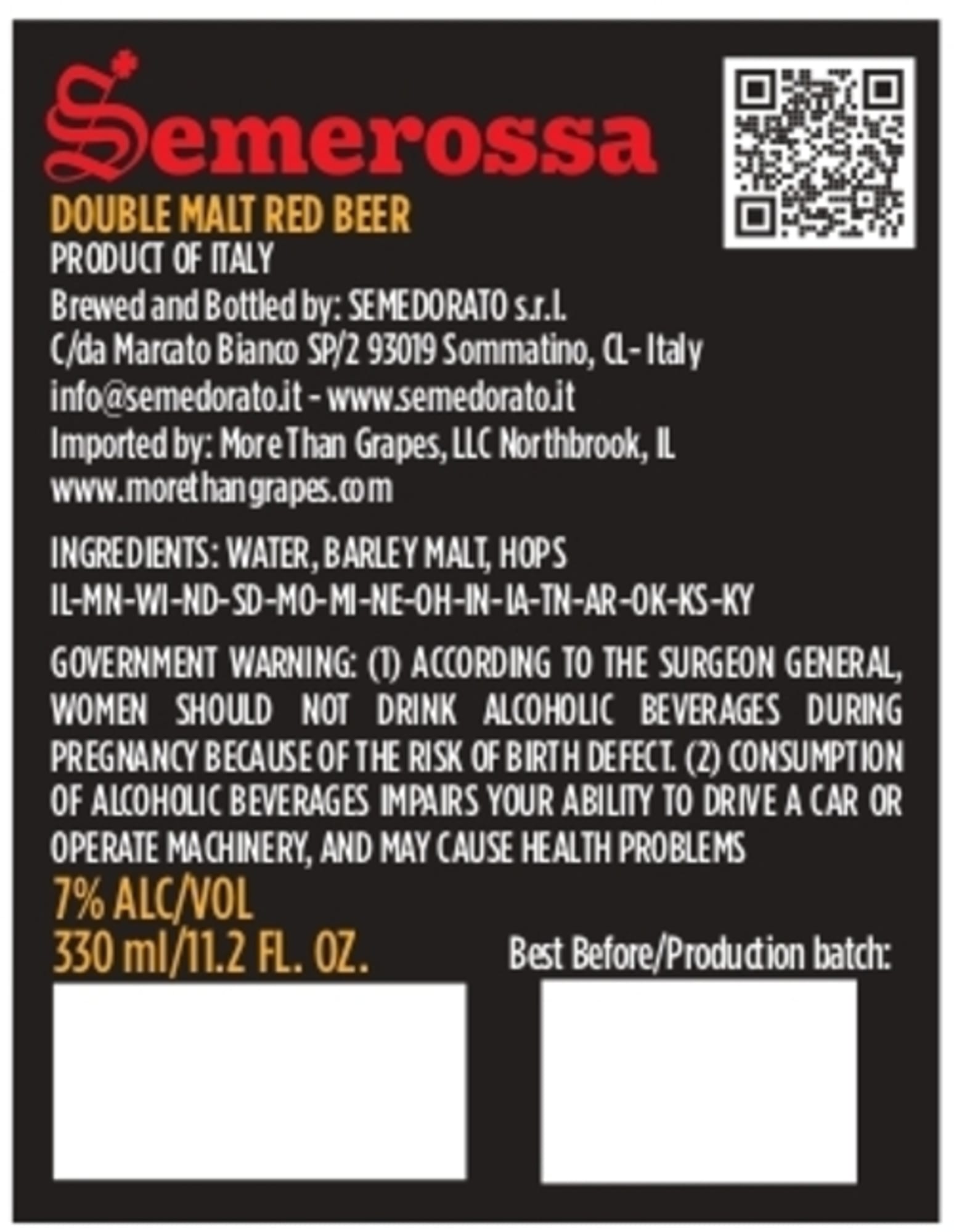 Semerossa Double Malt Red Beer by Semedorato s.r.l. - beer label