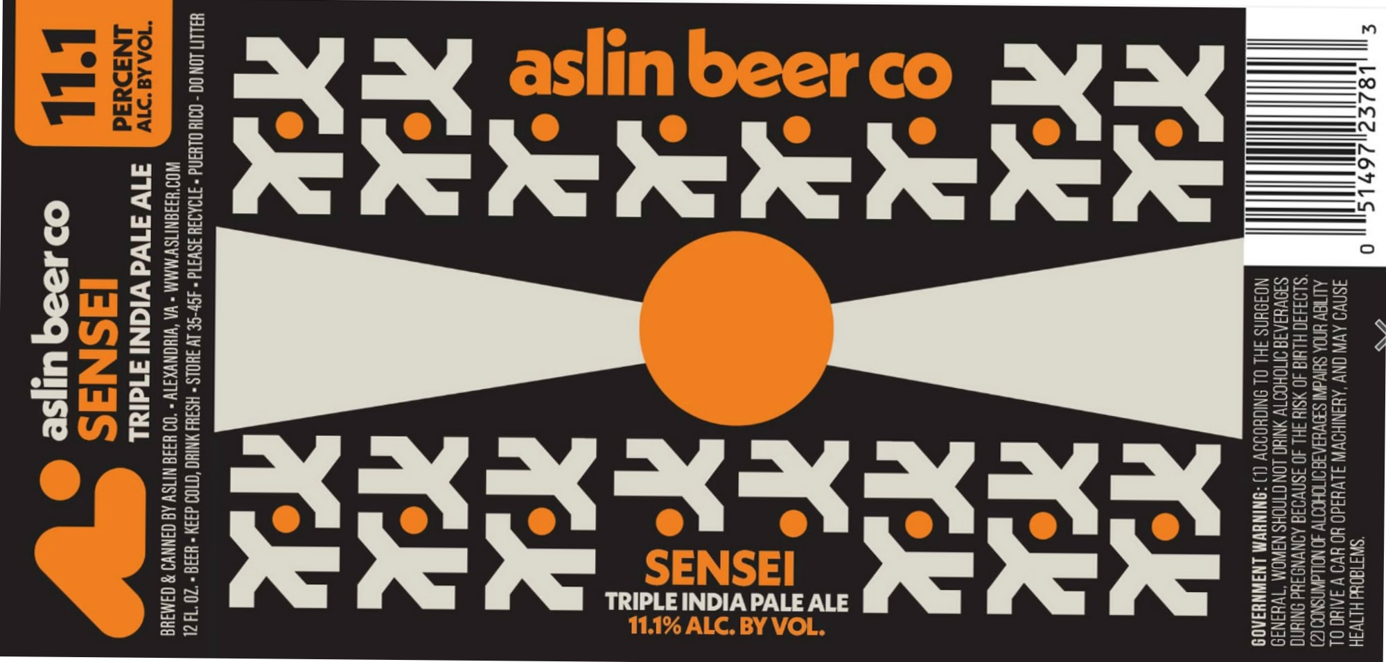 Sensei Triple India Pale Ale by Aslin Beer Co. - beer label