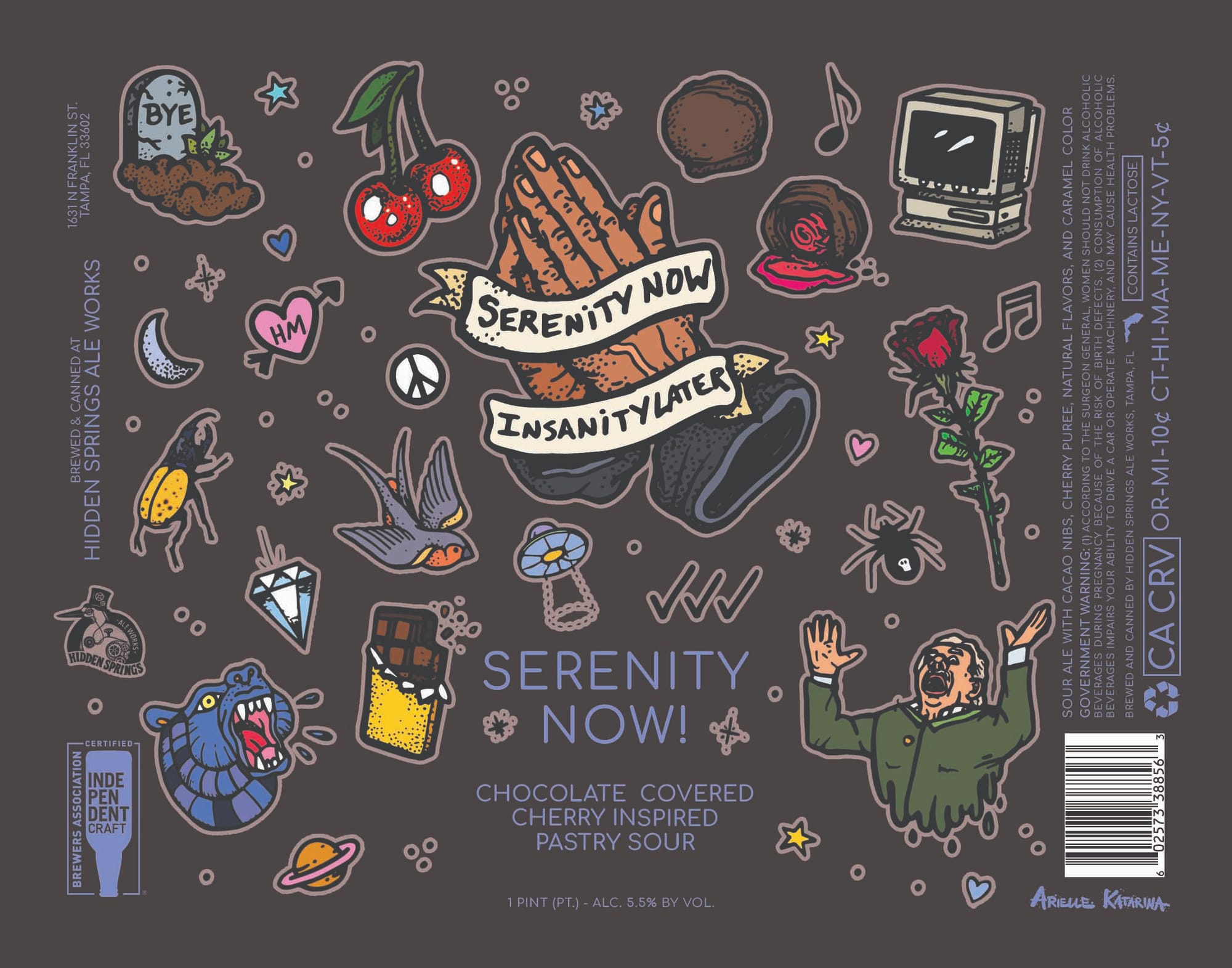 Serenity Now by Hidden Springs Ale Works - beer label