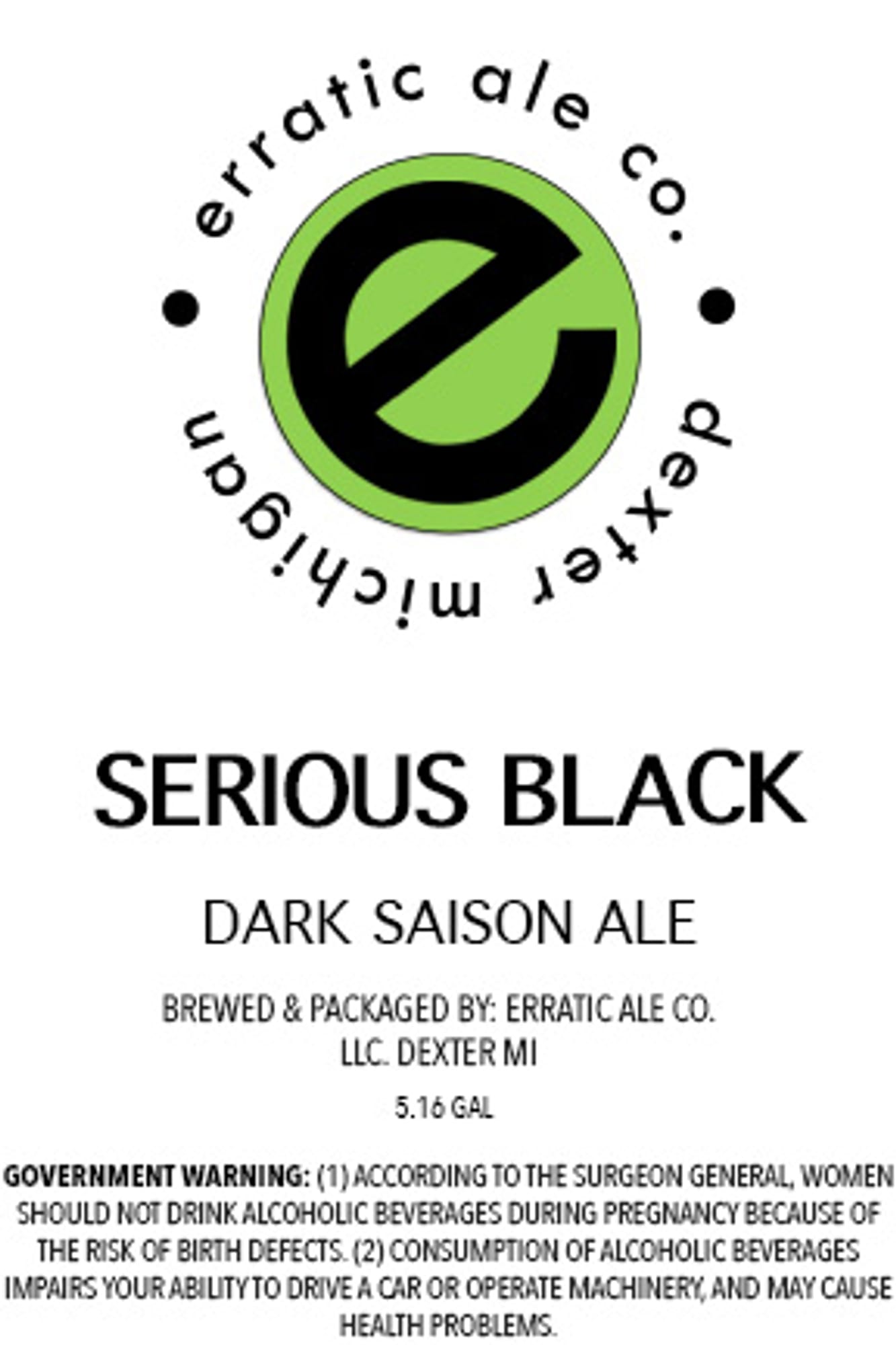 Serious Black by Erratic Ale Co. - beer label