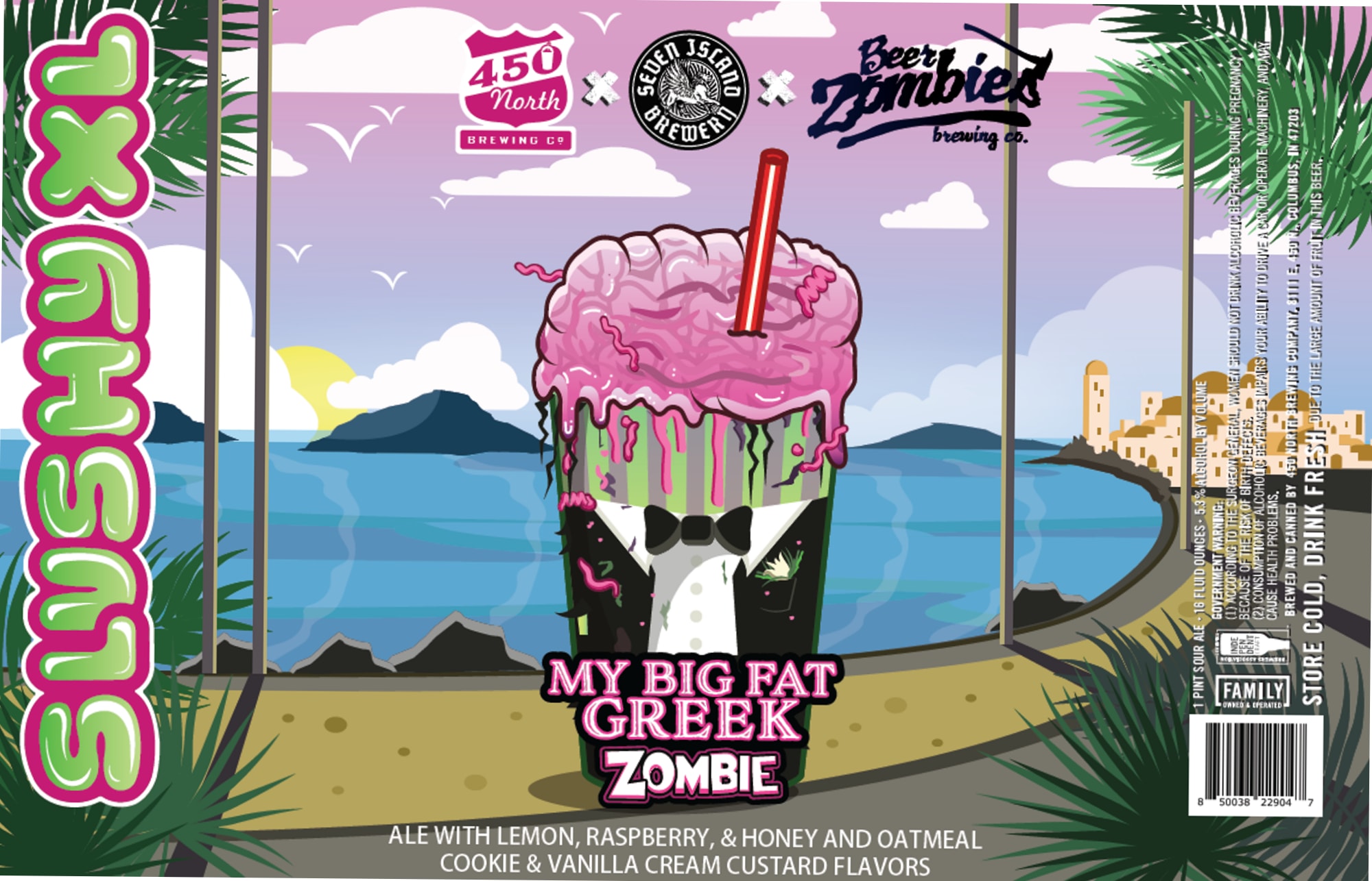 My Big Fat Greek Zombie by Seven North Brewing Co. - beer label