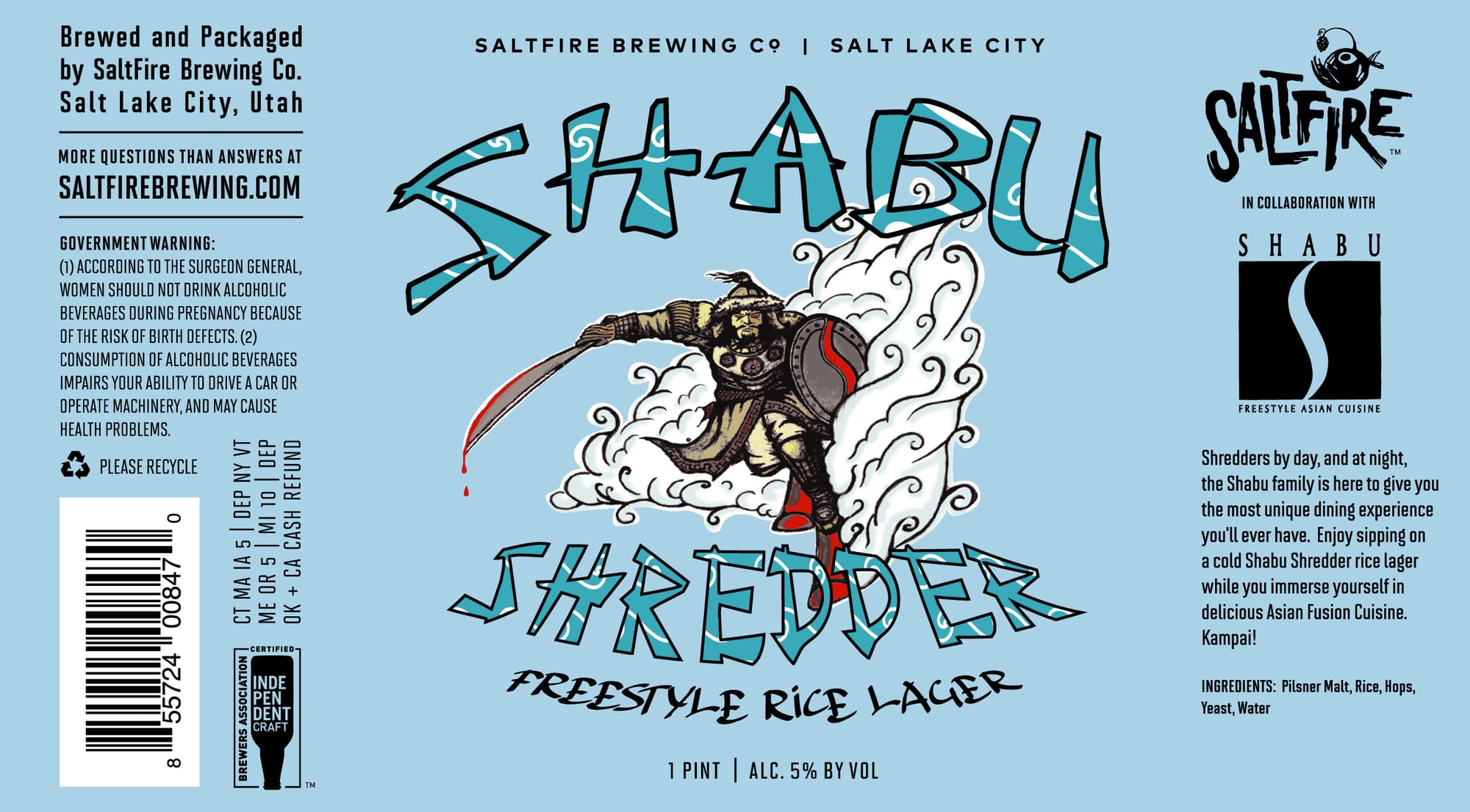 Shabu by SaltFire Brewing Co. - beer label