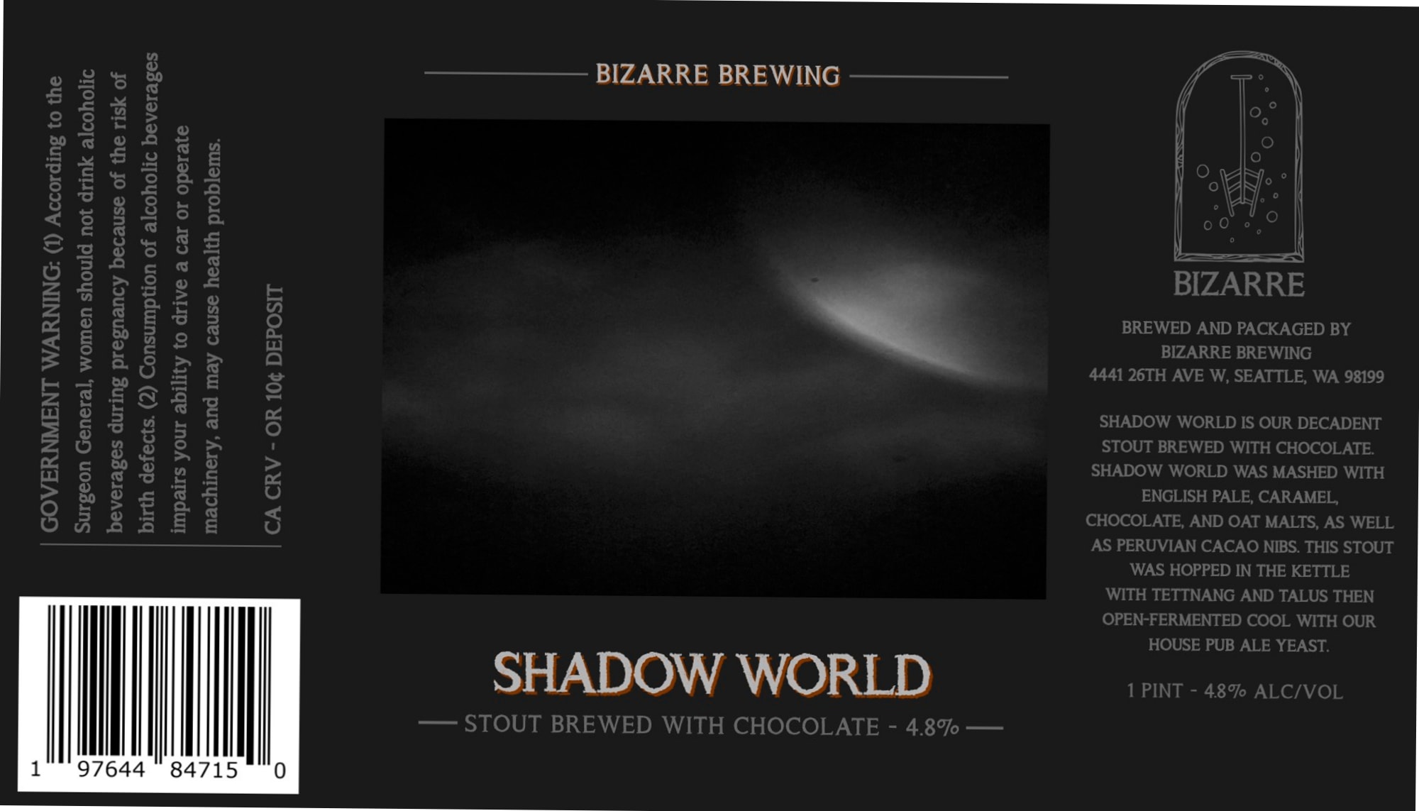 Shadow World by Bizarre Brewing - beer label