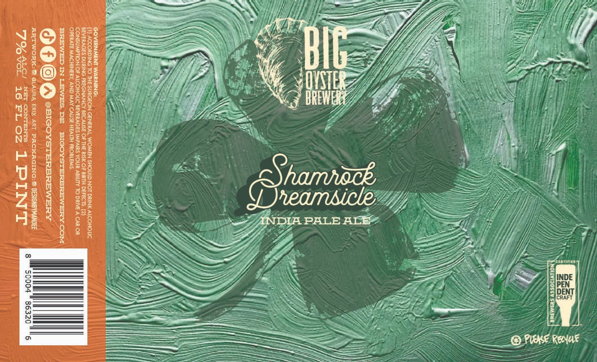 Shamrock Dreamsicle by Big Oyster Brewery - beer label