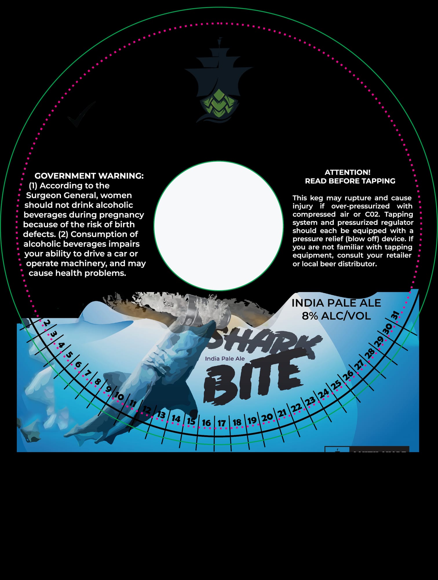 Shark Bite by South Shore Craft Brewery - beer label
