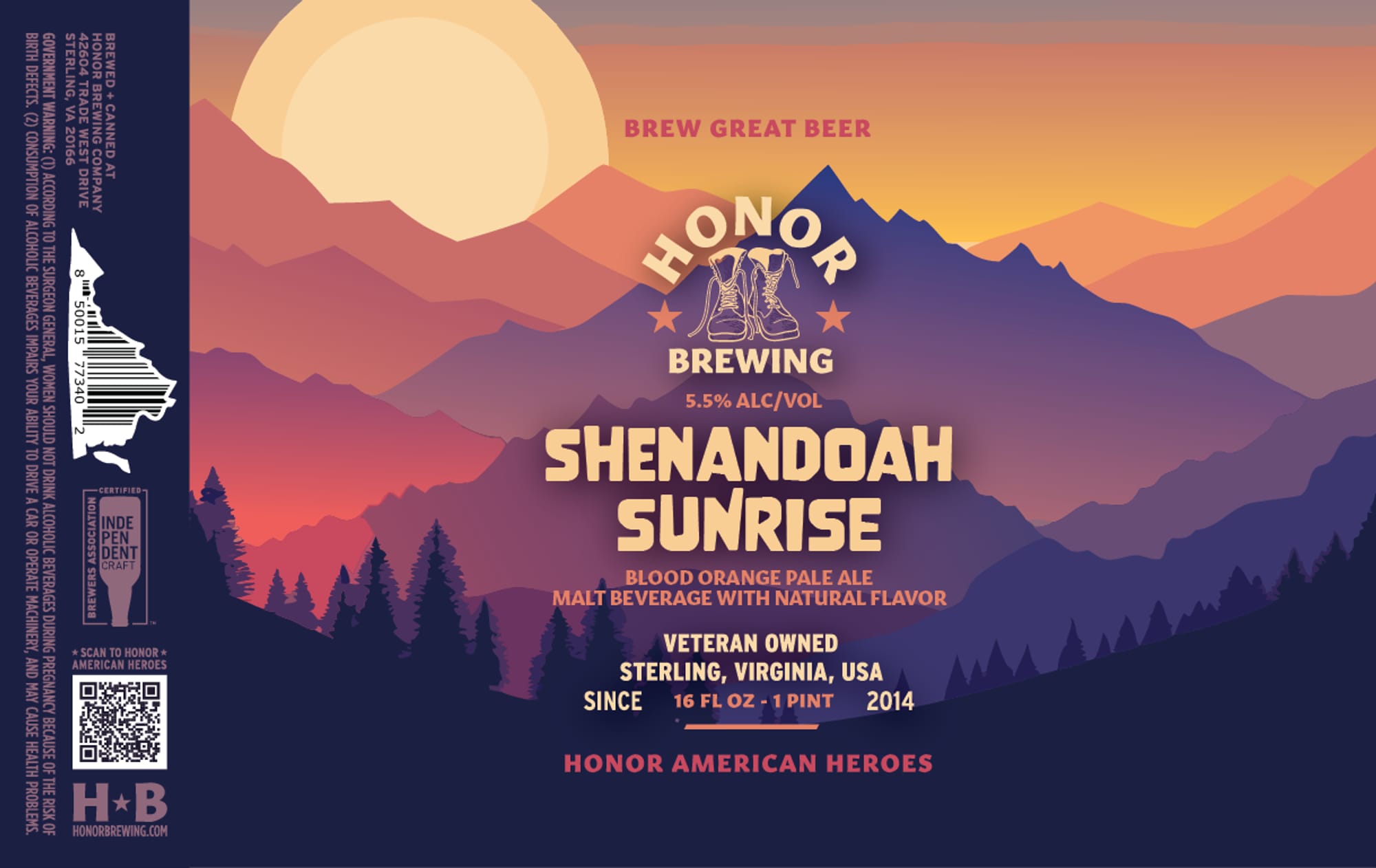 Shenandoah Sunrise by Honor Brewing - beer label