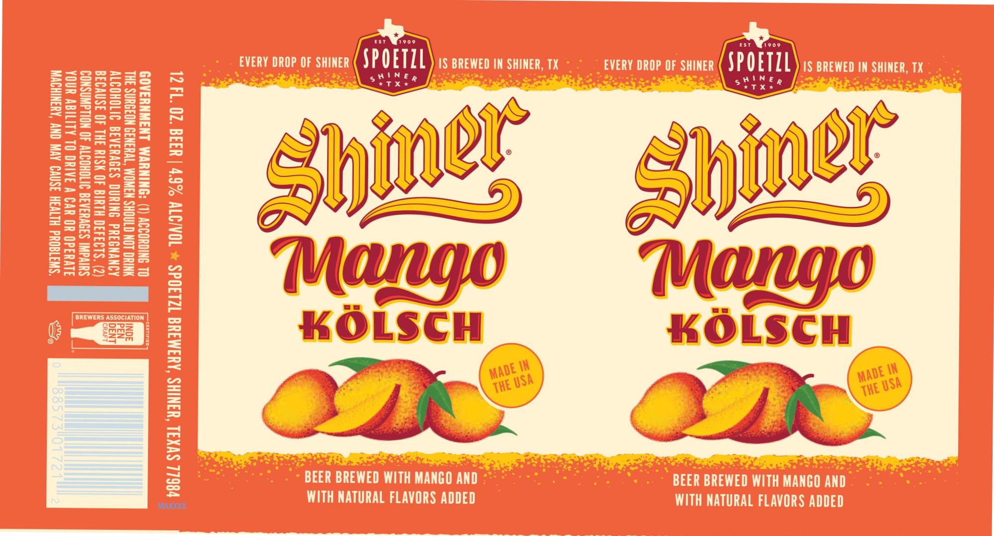 Shiner Mango Kölsch by Spoetzl Brewery - beer label
