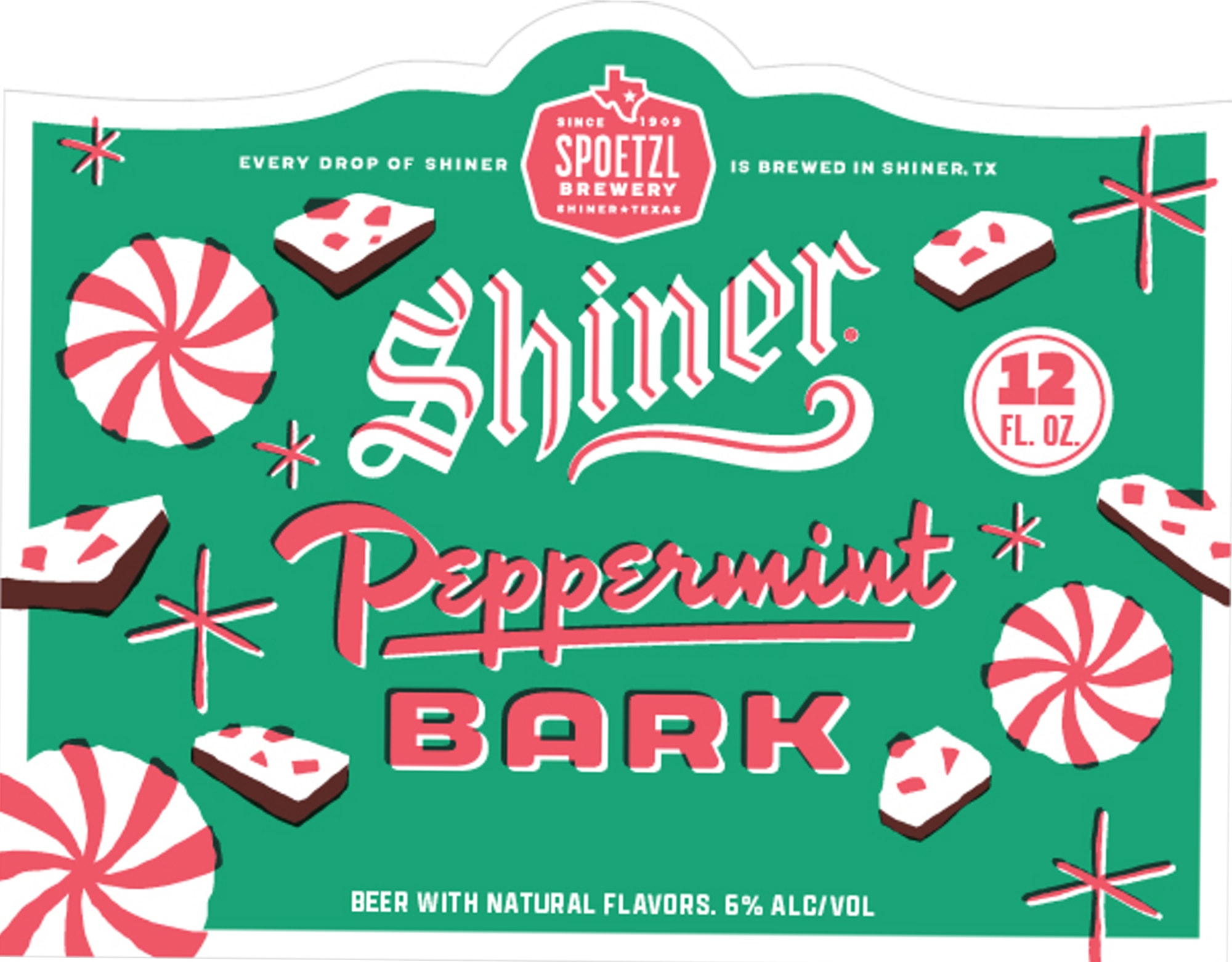 Shiner Peppermint Bark by Spoetzl Brewery - beer label