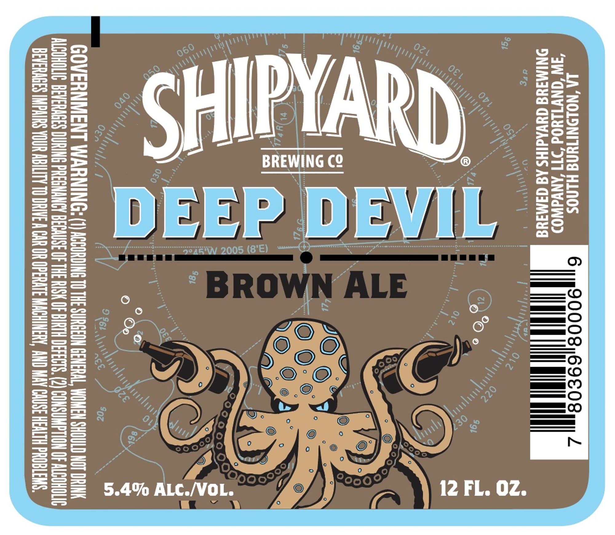 Deep Devil Brown Ale by Shipyard Brewing Co. - beer label