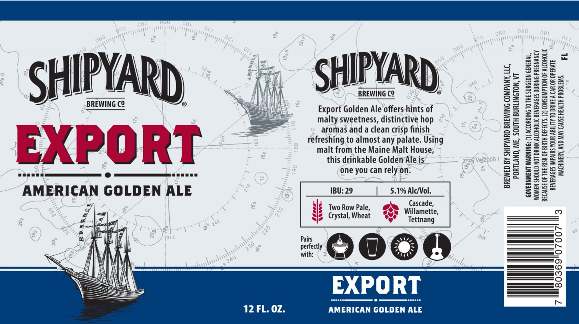 Export Golden Ale by Shipyard Brewing Co. - beer label