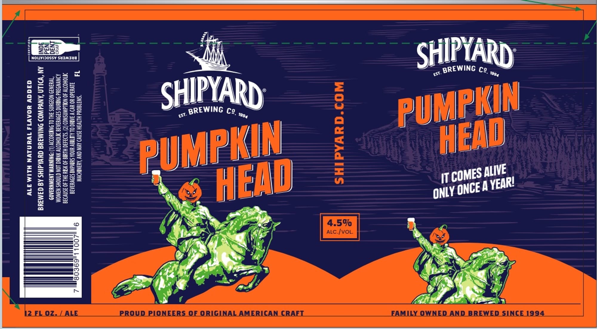 Pumpkin Head by Shipyard Brewing Co. - beer label