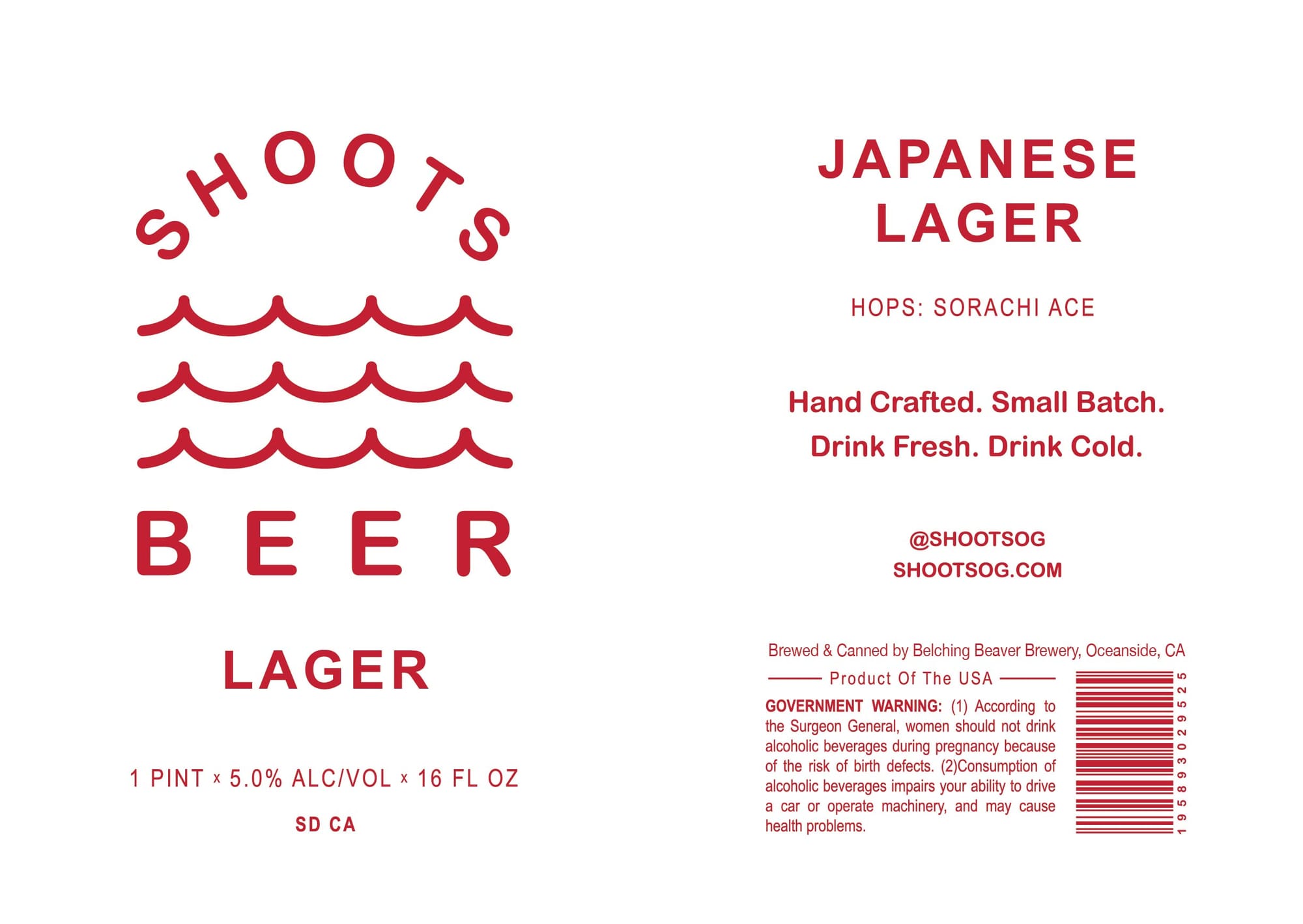 Shoots Japanese Lager by Belching Beaver Brewery - beer label