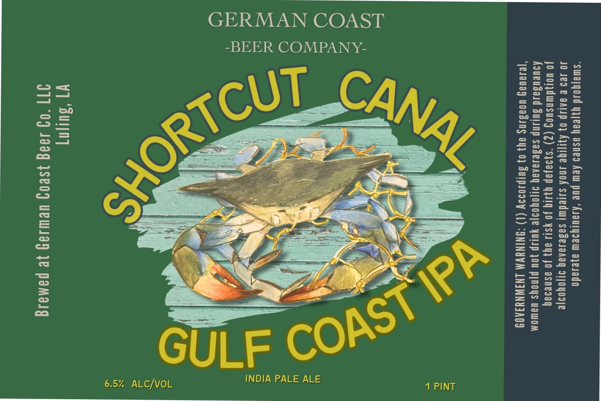 Short Cut Canal Gulf Coast IPA by German Coast Beer Co. - beer label