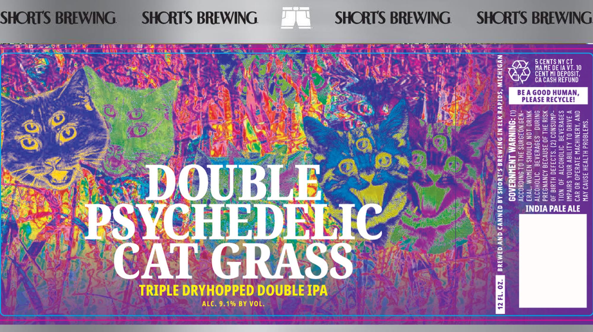 Double Psychedelic Cat Grass by Shorts Brewing Company - beer label