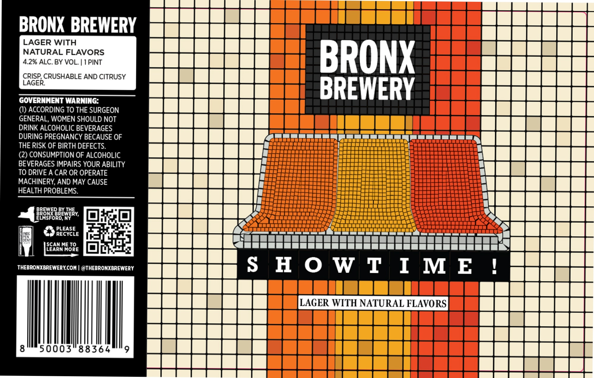 Showtime Lager with Natural Flavors by Bronx Brewery - beer label