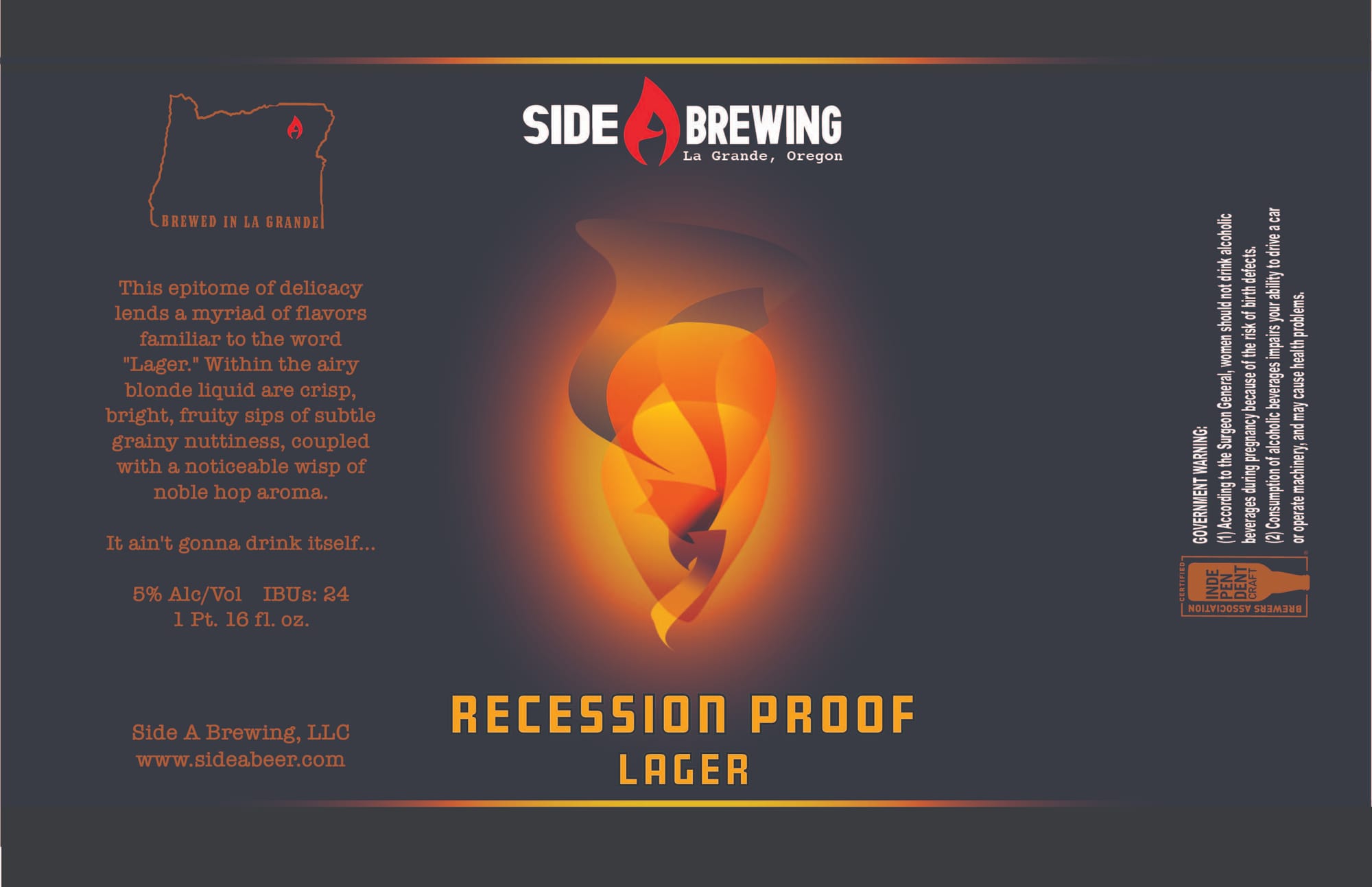Recession Proof Lager by Side Brewing - beer label