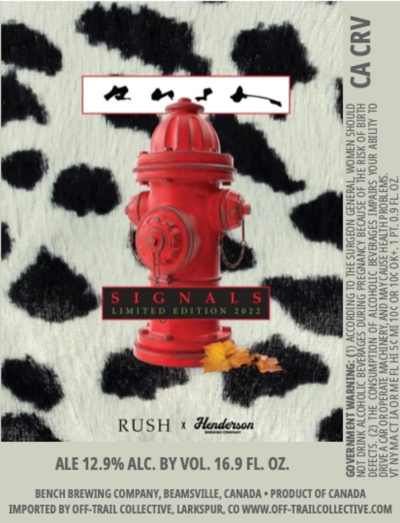 Signals Rush x Henderson by Bench Brewing Company - beer label