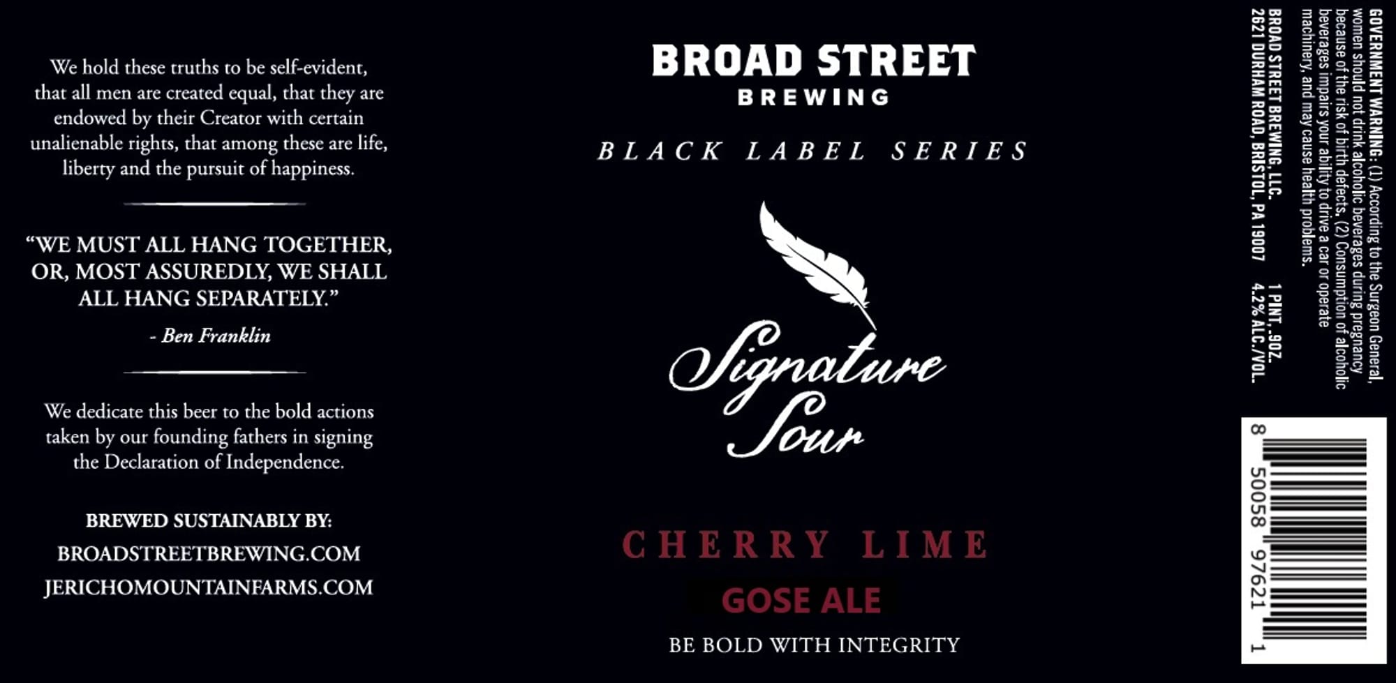 Signature Sour by Broad Street Brewing - beer label