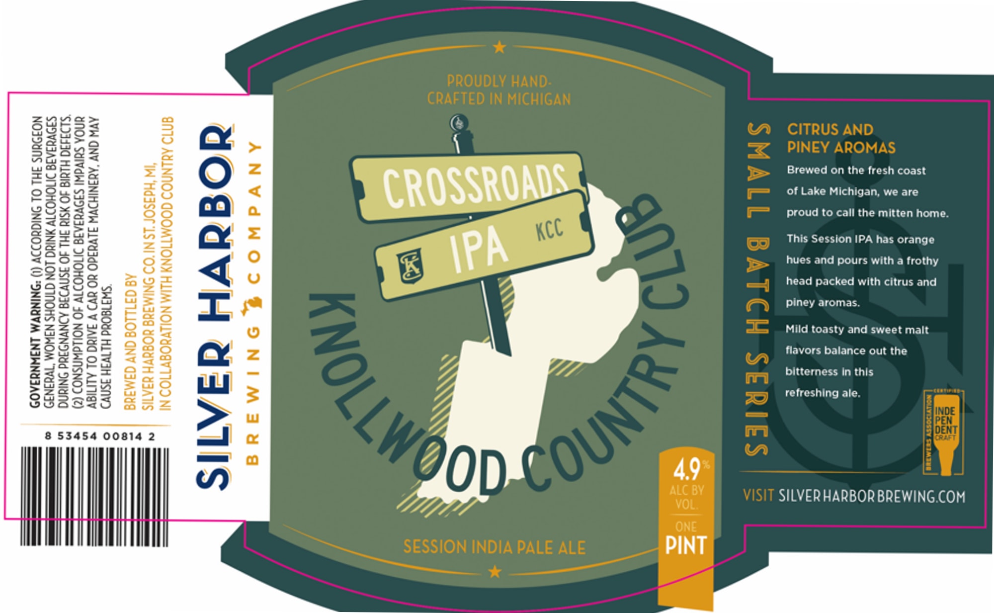 CrossRoads IPA by Silver Harbor Brewing Company - beer label