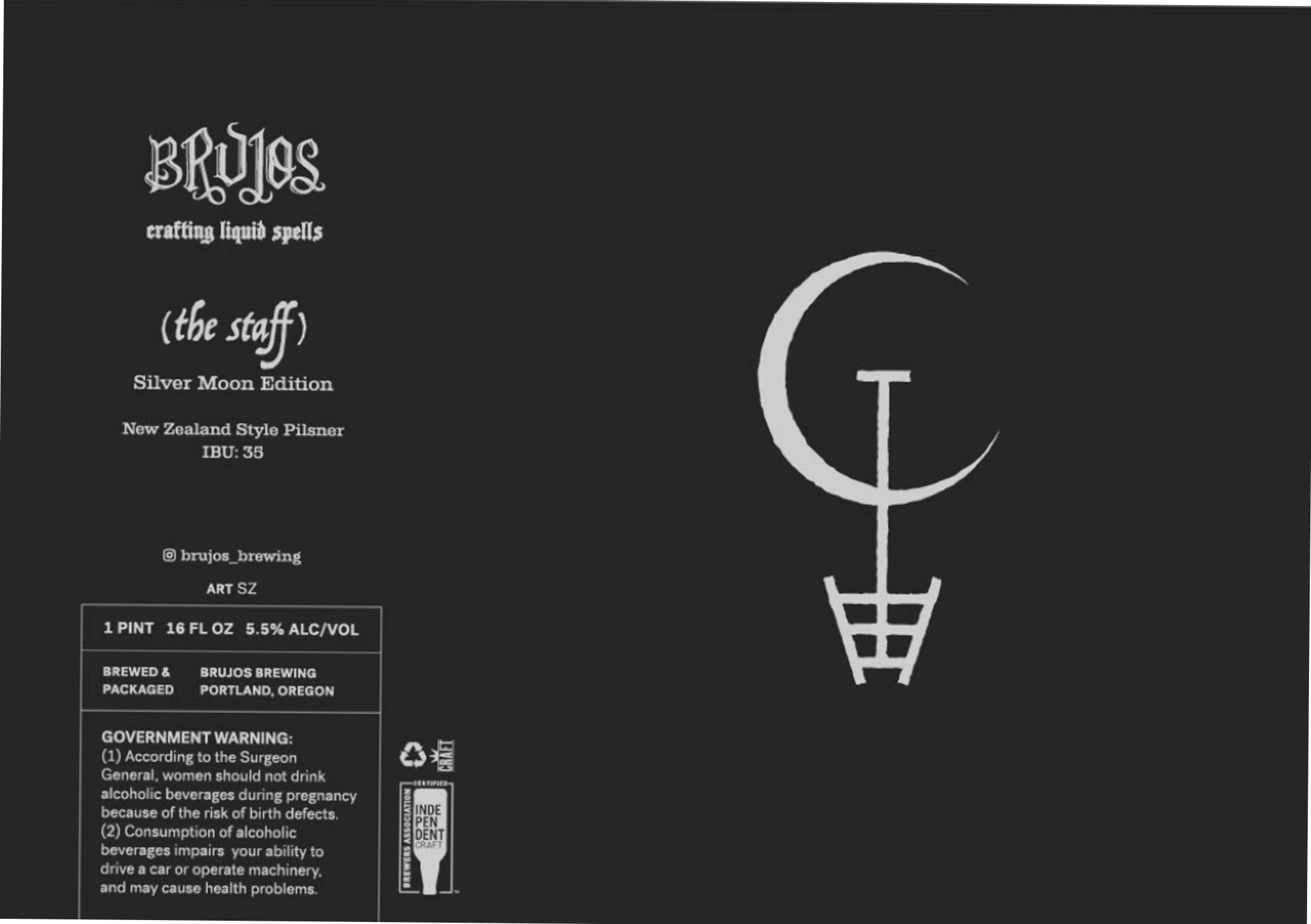 Silver Moon Edition by Brujos Brewing - beer label