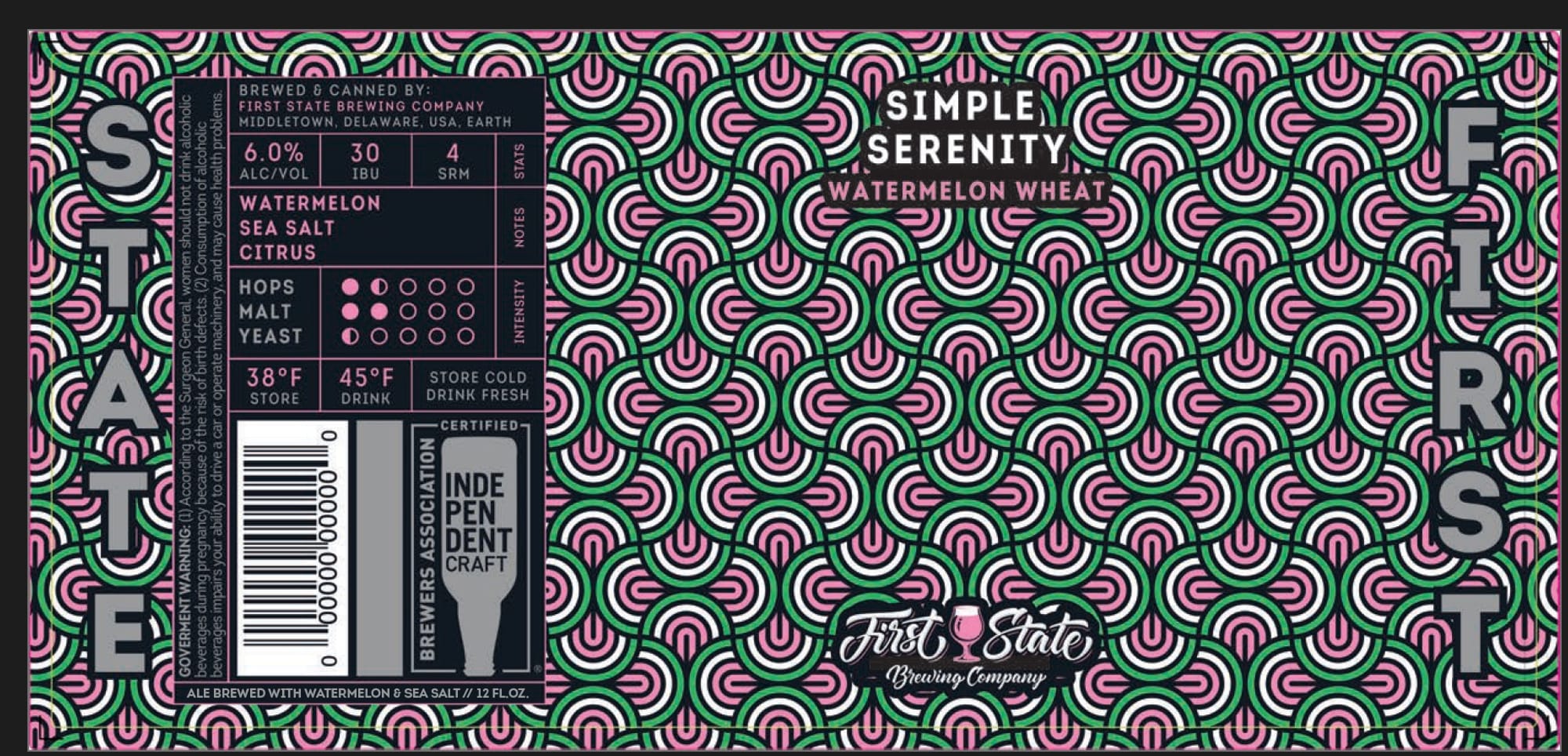 Simple Serenity by First State Brewing Company - beer label