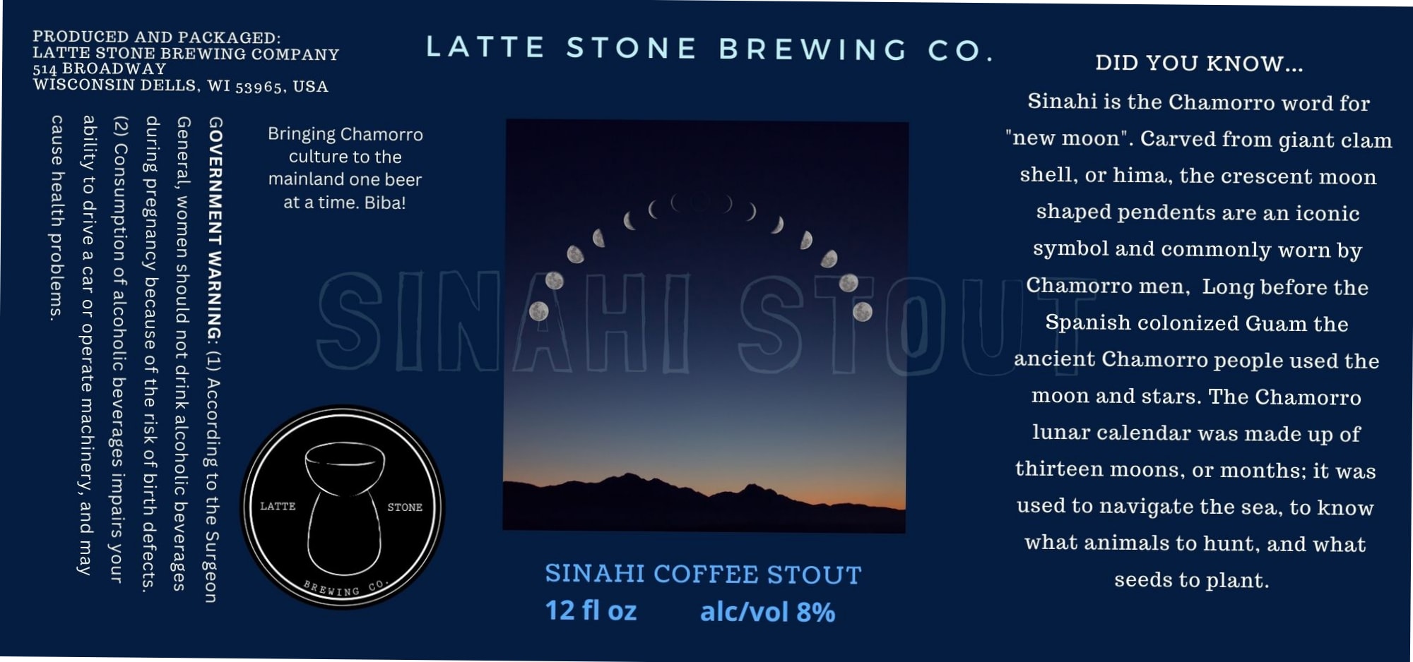 Sinahi Stout by Latte Stone Brewing Co. - beer label
