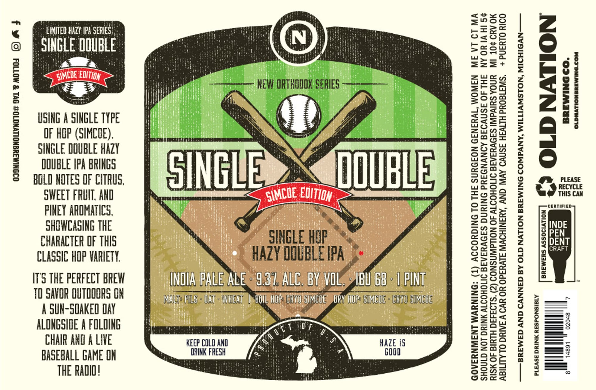 Single Double by Old Nation Brewing Co. - beer label