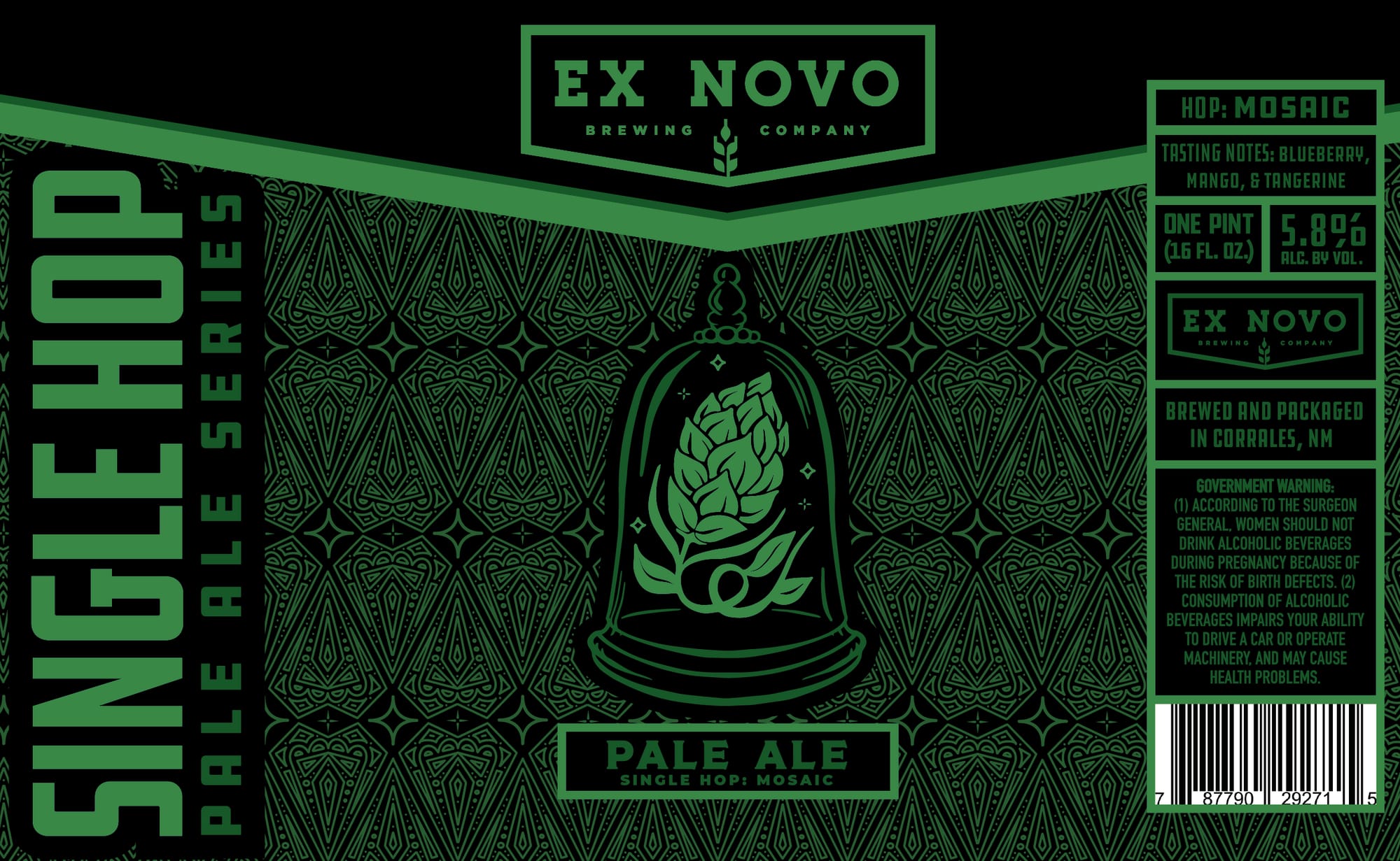 Single Hop Pale Ale: Mosaic by Ex Novo Brewing Company - beer label