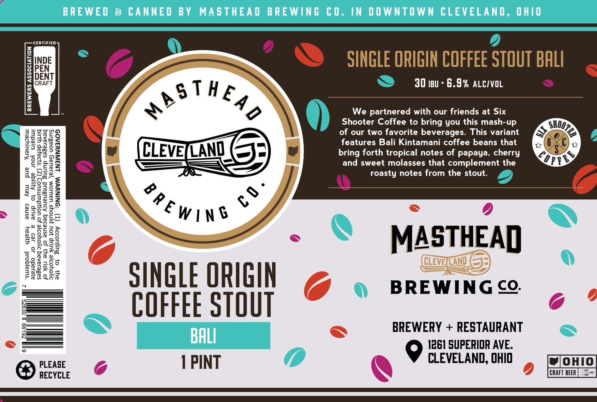 Single Origin Coffee Stout Bali by Masthead Brewing Co. - beer label