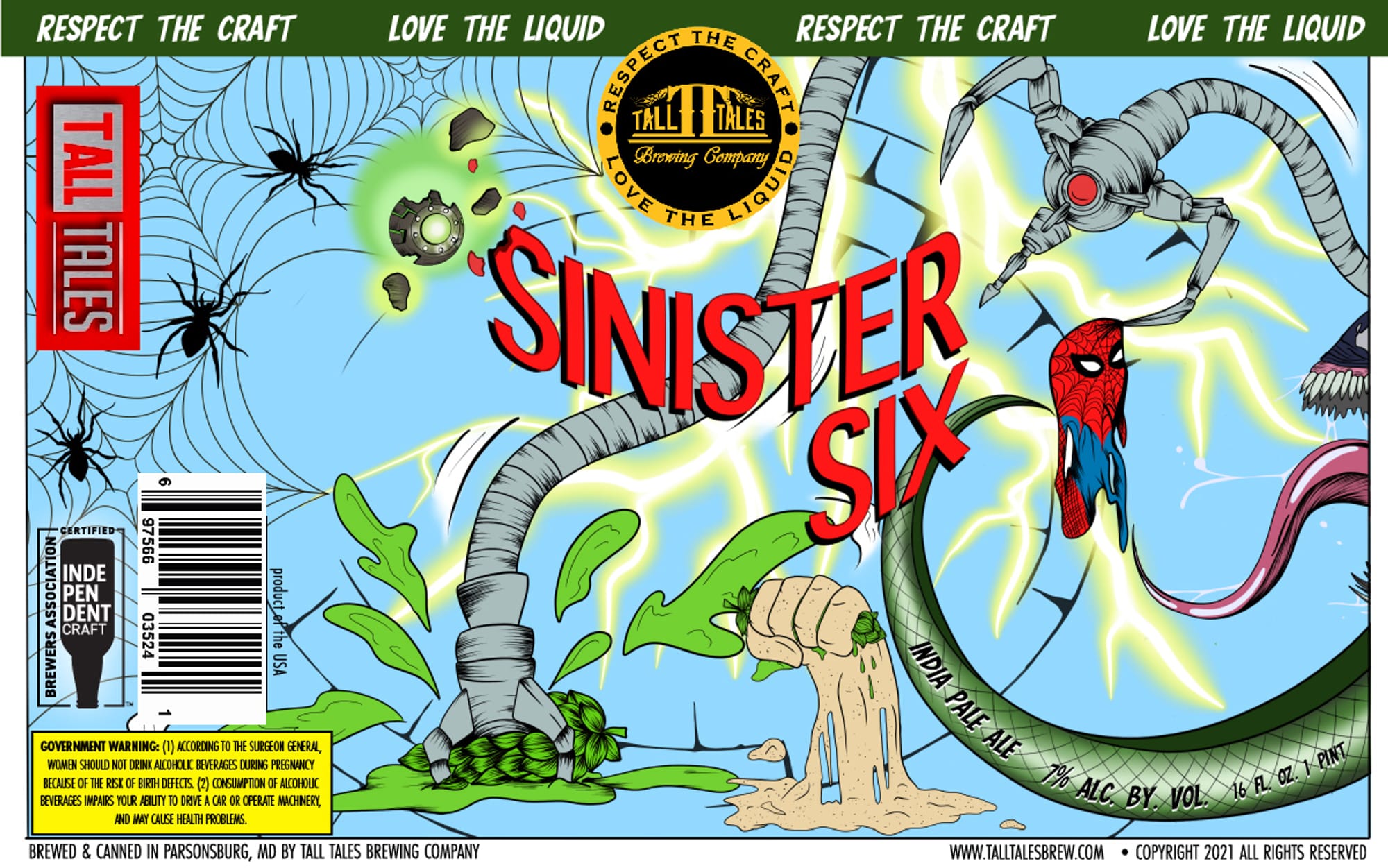 Sinister Six by Tall Tales Brewing Company - beer label