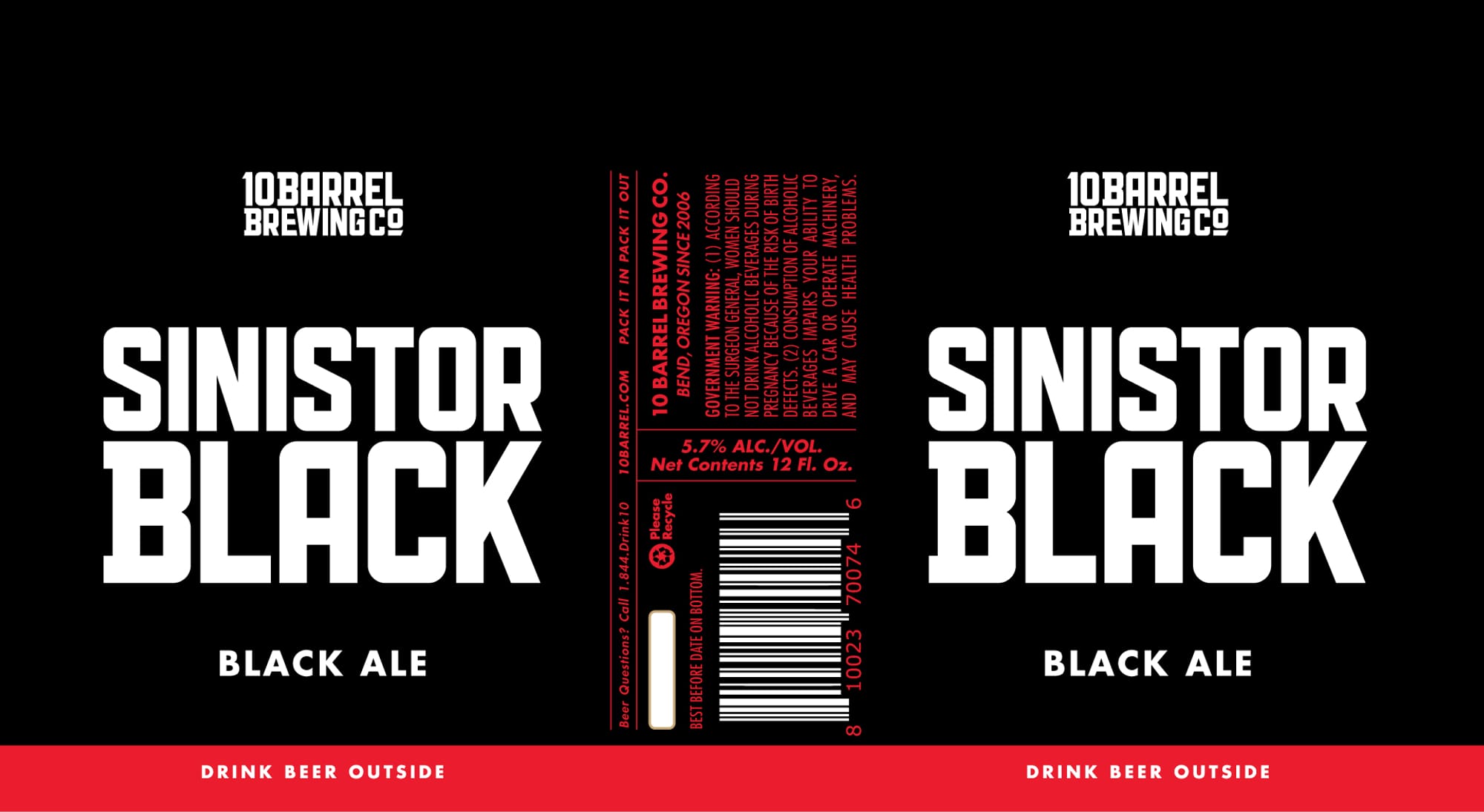 Sinistor Black by 10 Barrel Brewing Co. - beer label