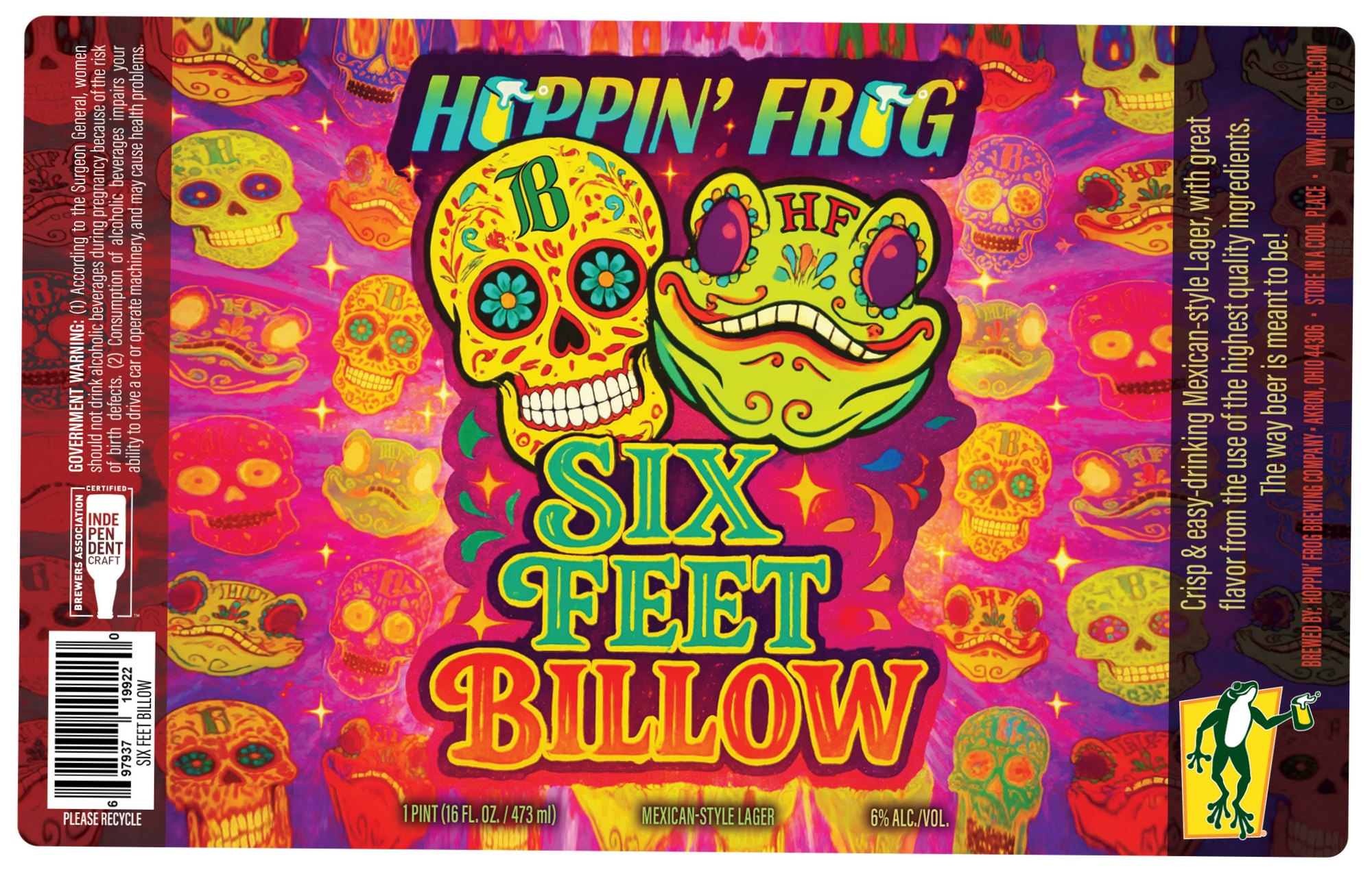 Six Feet Pillow by Hopping Frog - beer label