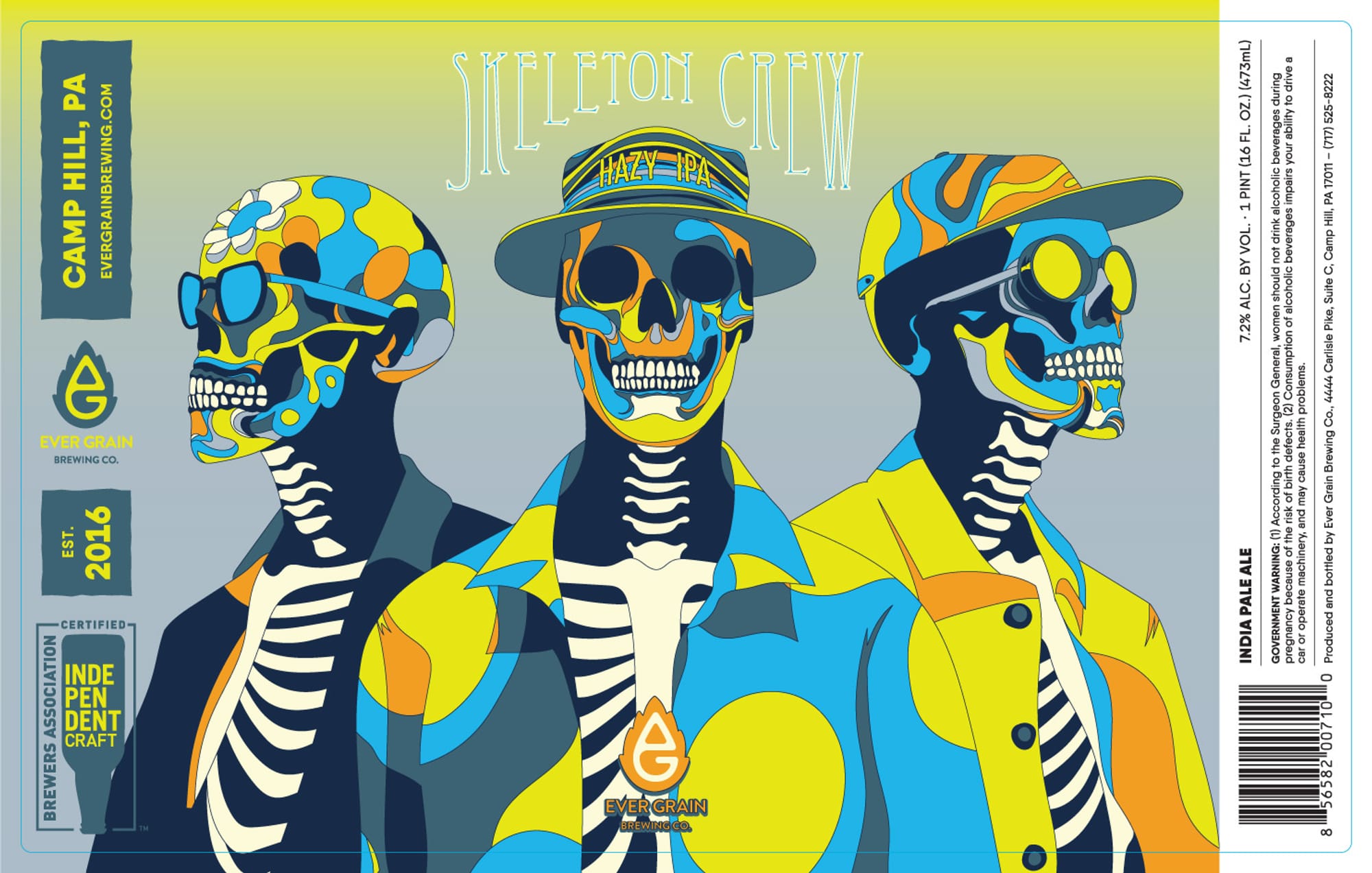 Skeleton Crew Hazy IPA by Evergreen Brewing Co. - beer label