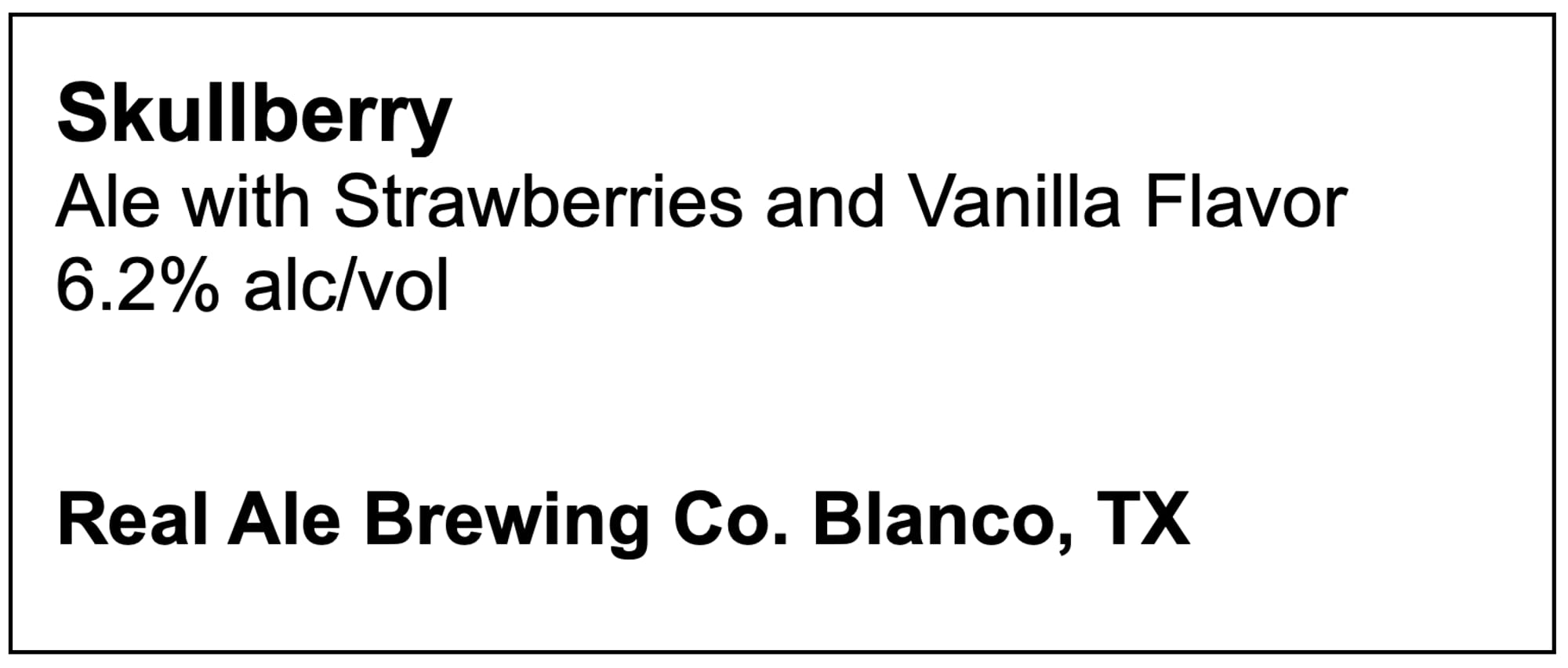 Skullberry by Real Ale Brewing Co. - beer label