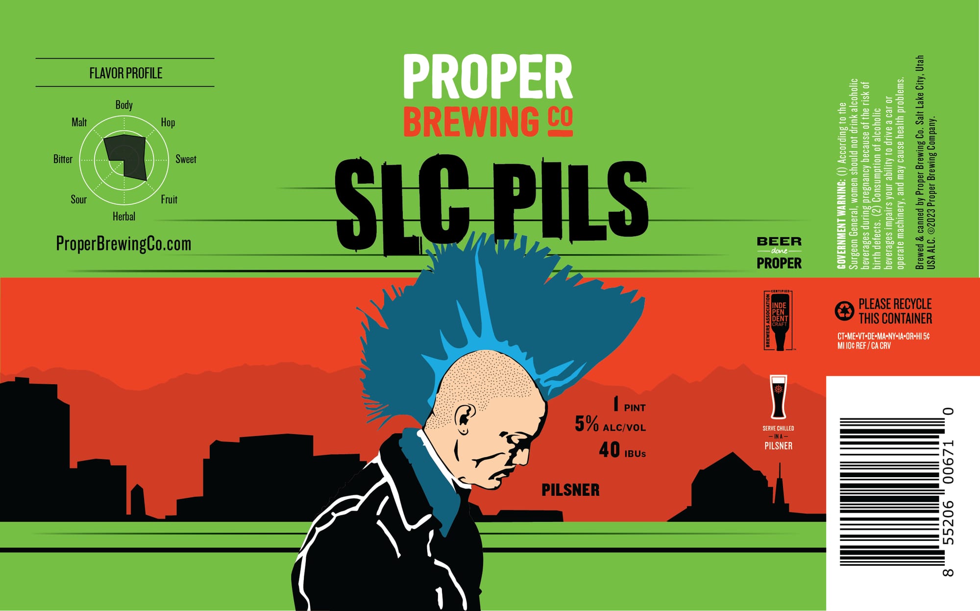 SLC Pils by Proper Brewing Co. - beer label