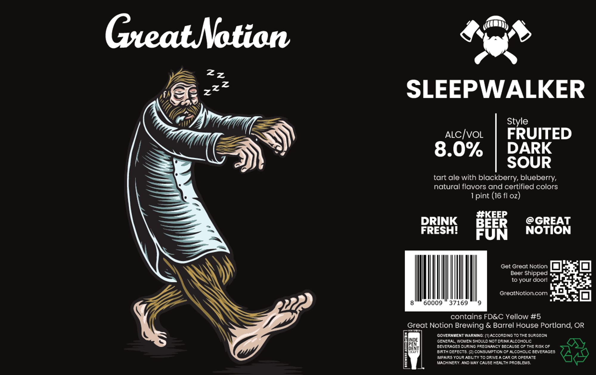 Sleepwalker by Great Notion Brewing & Barrel House - beer label