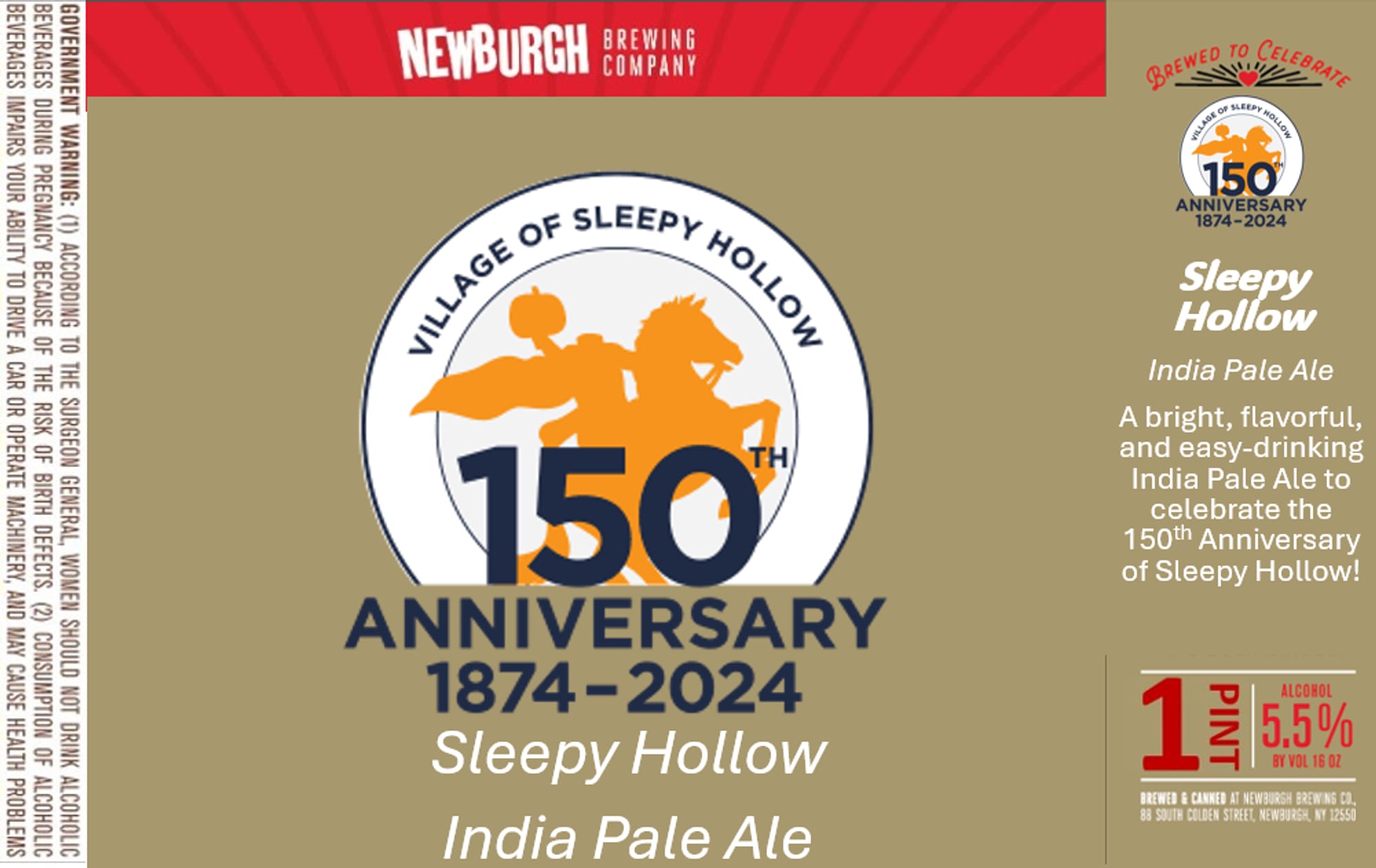 Sleepy Hollow 150th Anniversary India Pale Ale by Newburgh Brewing Company - beer label