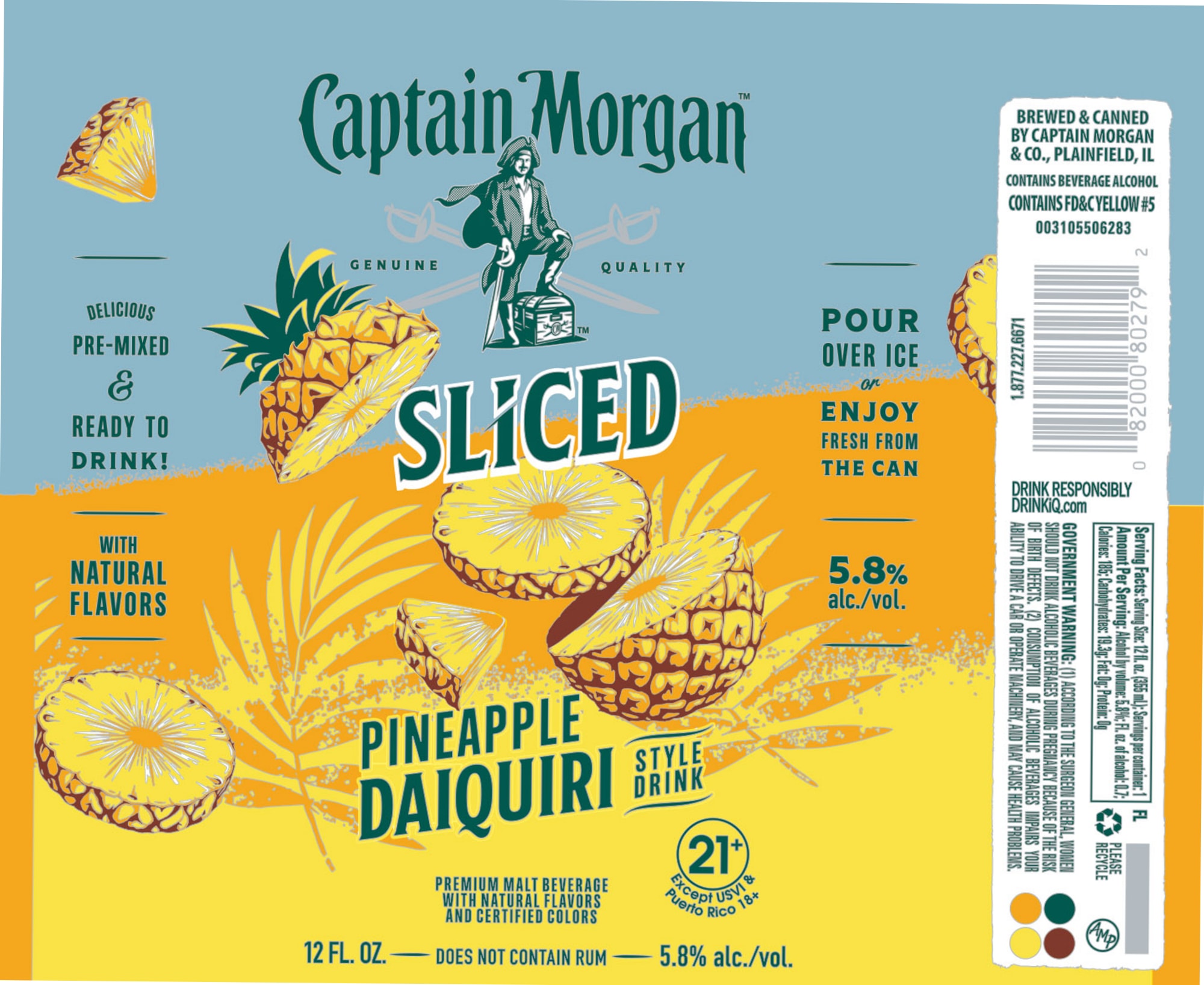 Sliced Pineapple Daiquiri by Captain Morgan - beer label