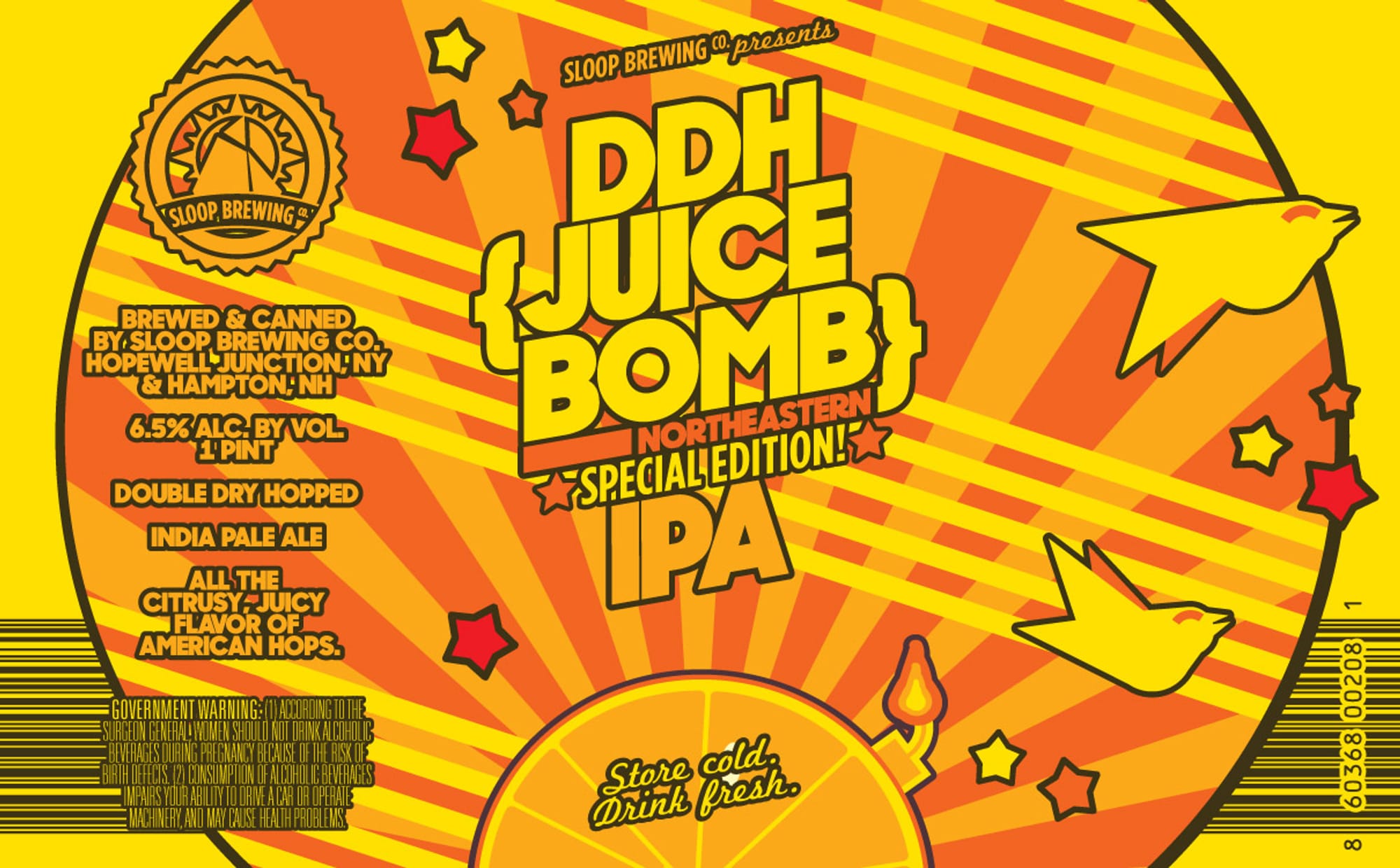 DDH Juice Bomb by Sloop Brewing - beer label