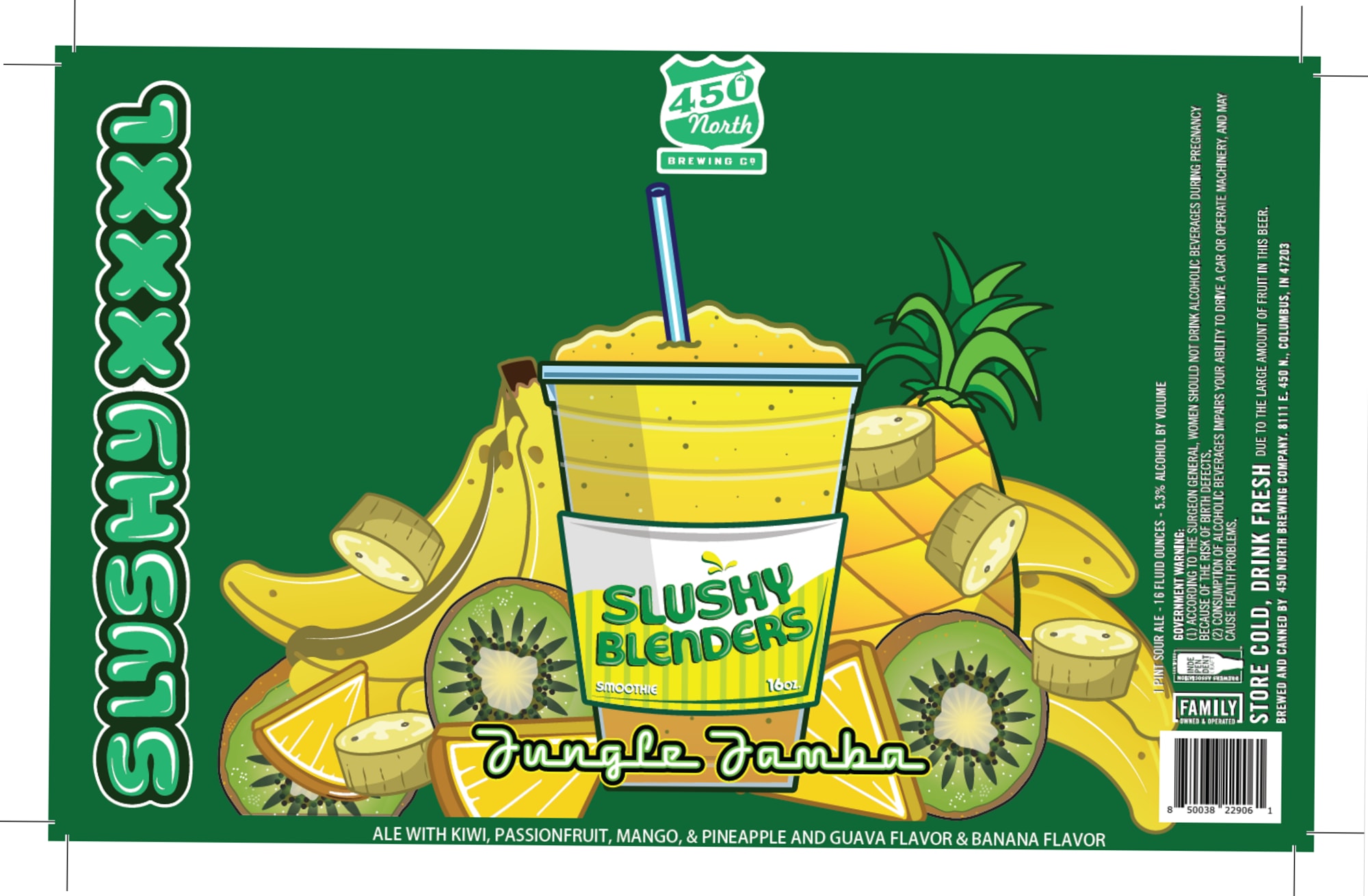 Slushy Blenders Jungle Jamba by 450 North Brewing Co - beer label