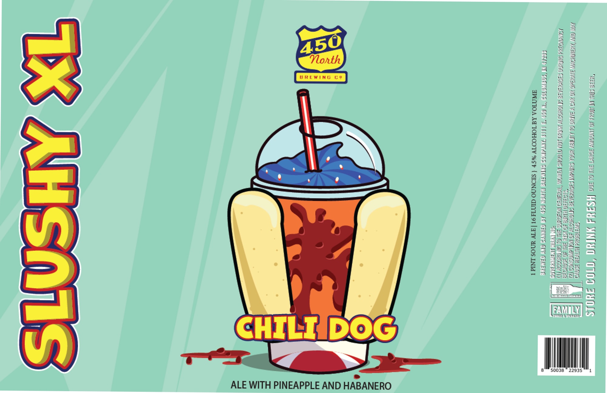 Slushy Chili Dog by 450 North Brewing Co. - beer label