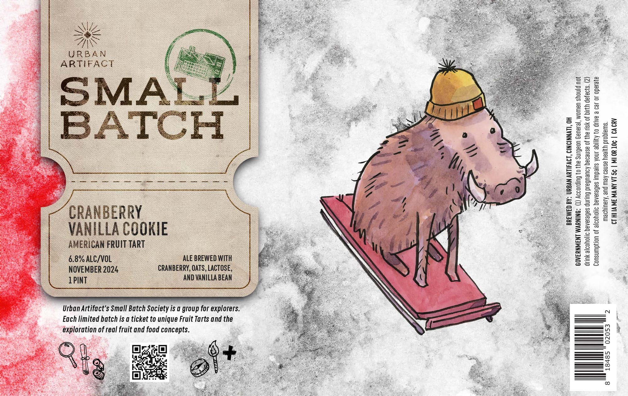 Small Batch Cranberry Vanilla Cookie by Urban Artifact - beer label