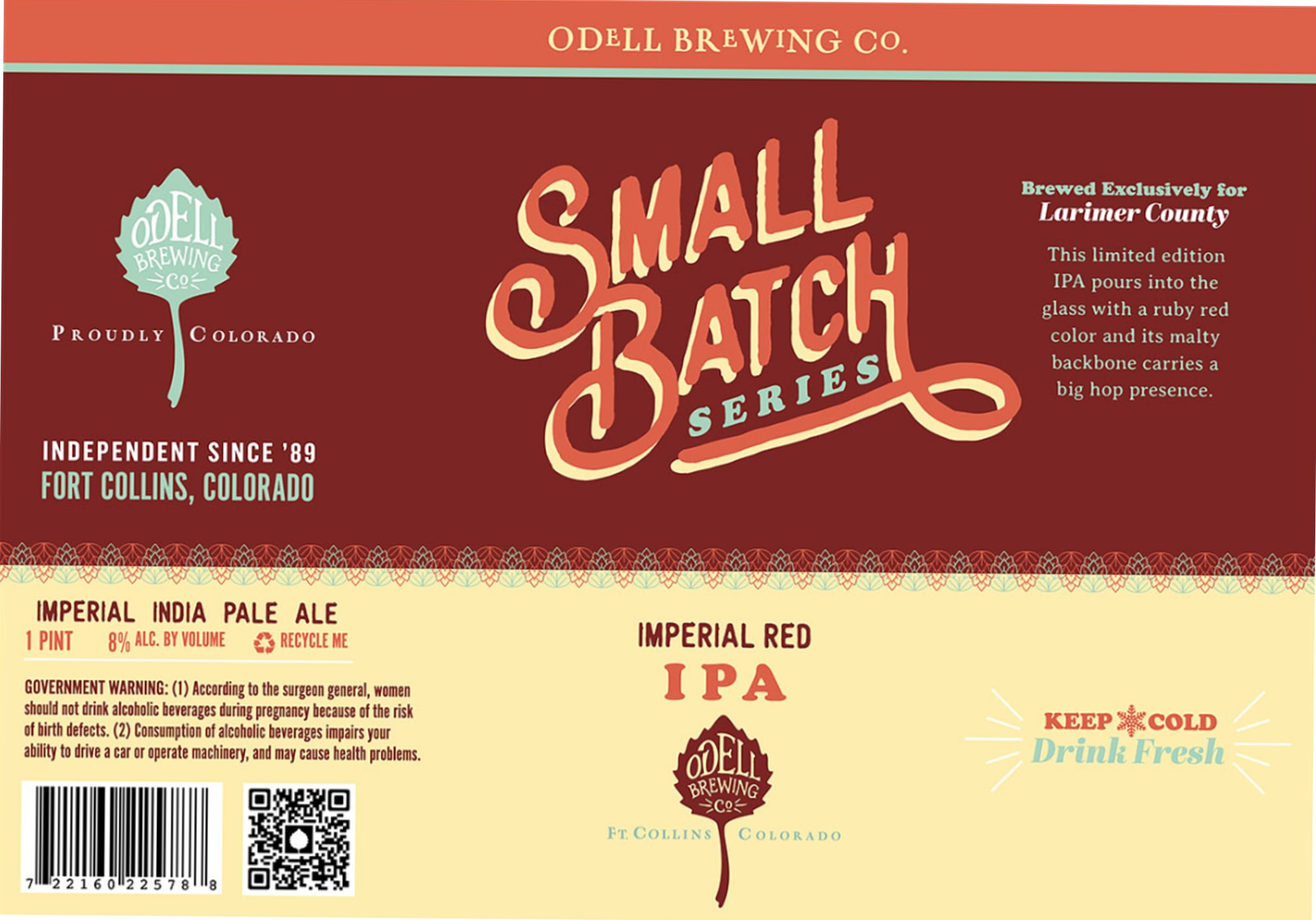 Small Batch Imperial Red IPA by Odell Brewing Co. - beer label