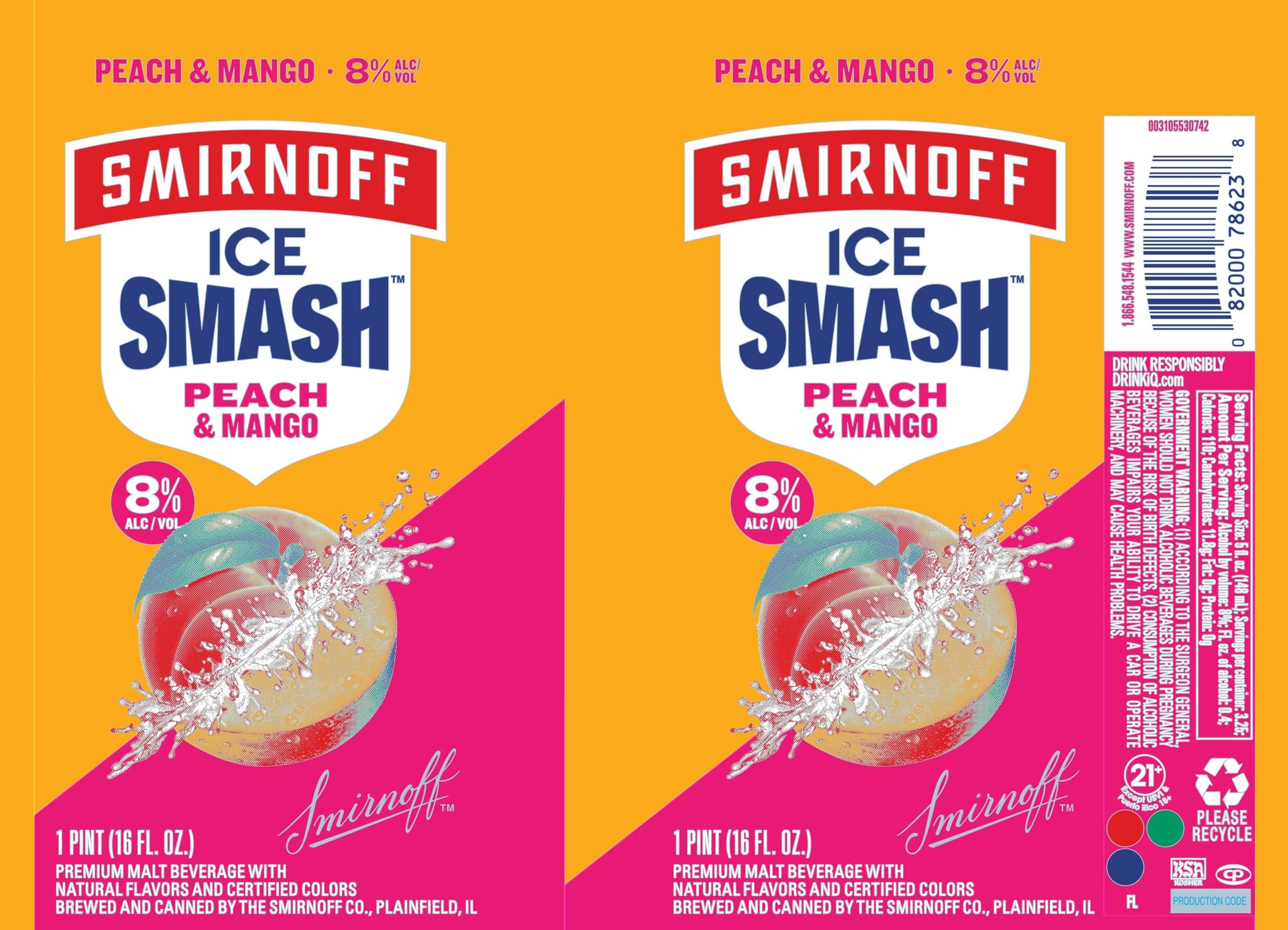 Ice Smash Peach & Mango by Smirnoff - beer label