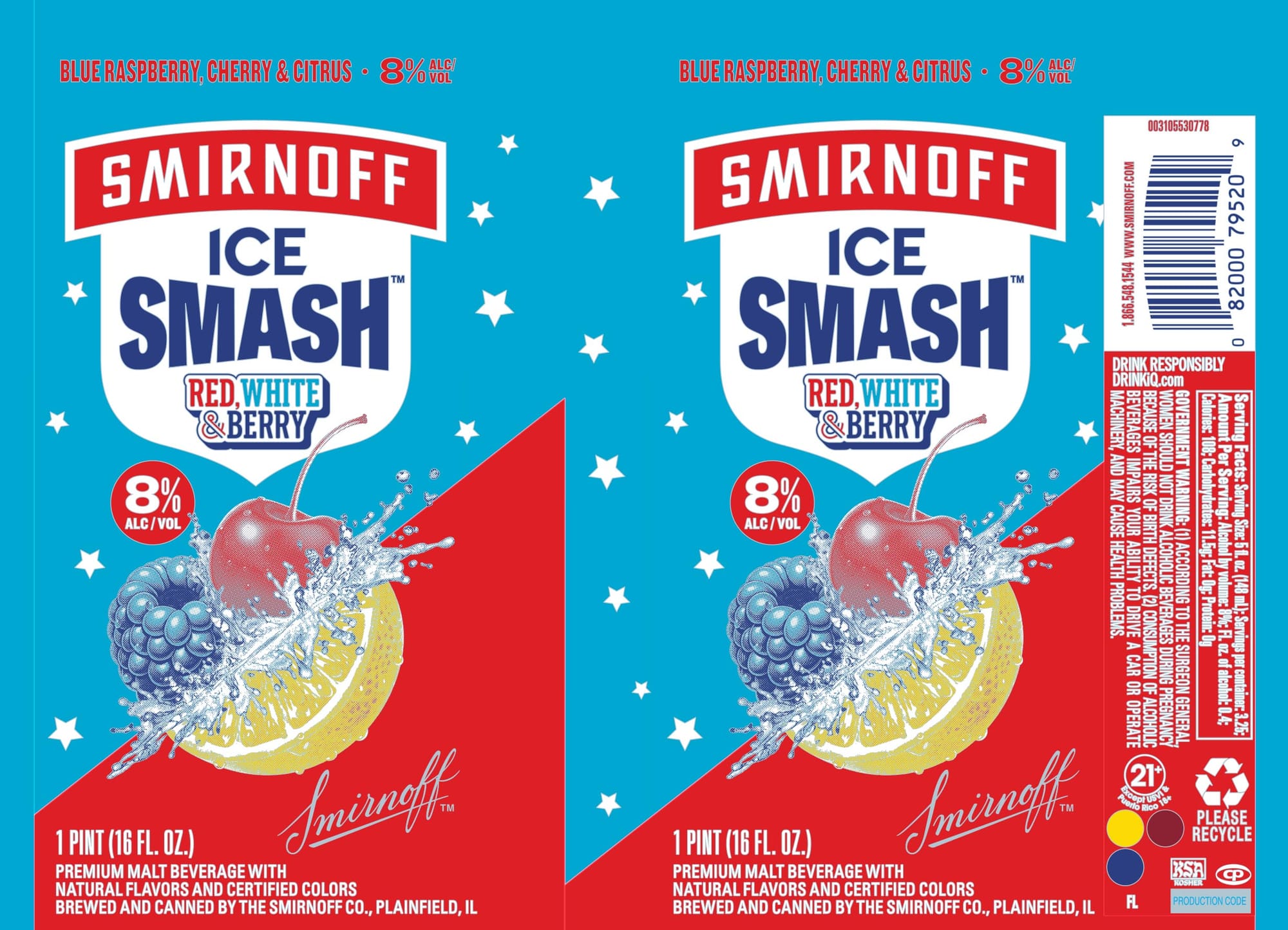 Ice Smash Red, White & Berry by Smirnoff - beer label