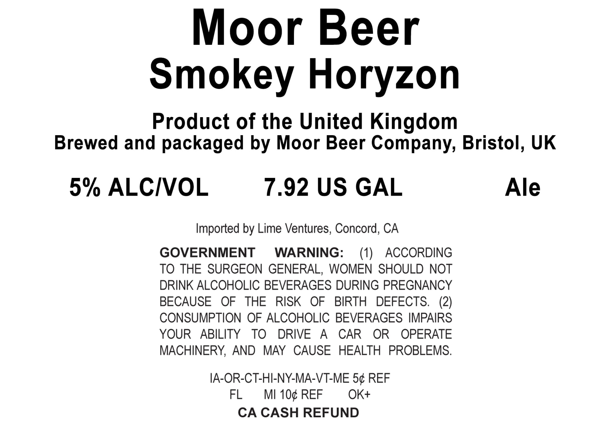 Smokey Horyzon by Moor Beer Company - beer label