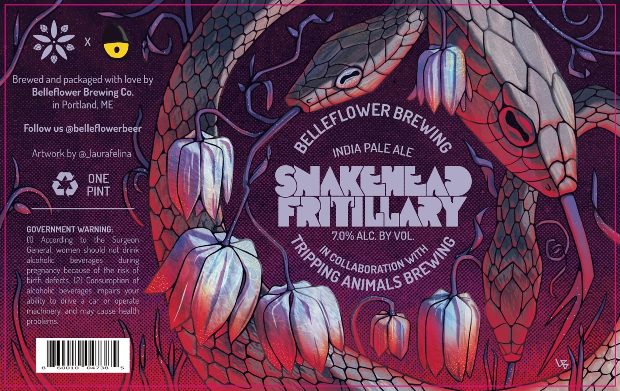 Snakehead Fritillary by Belleflower Brewing - beer label