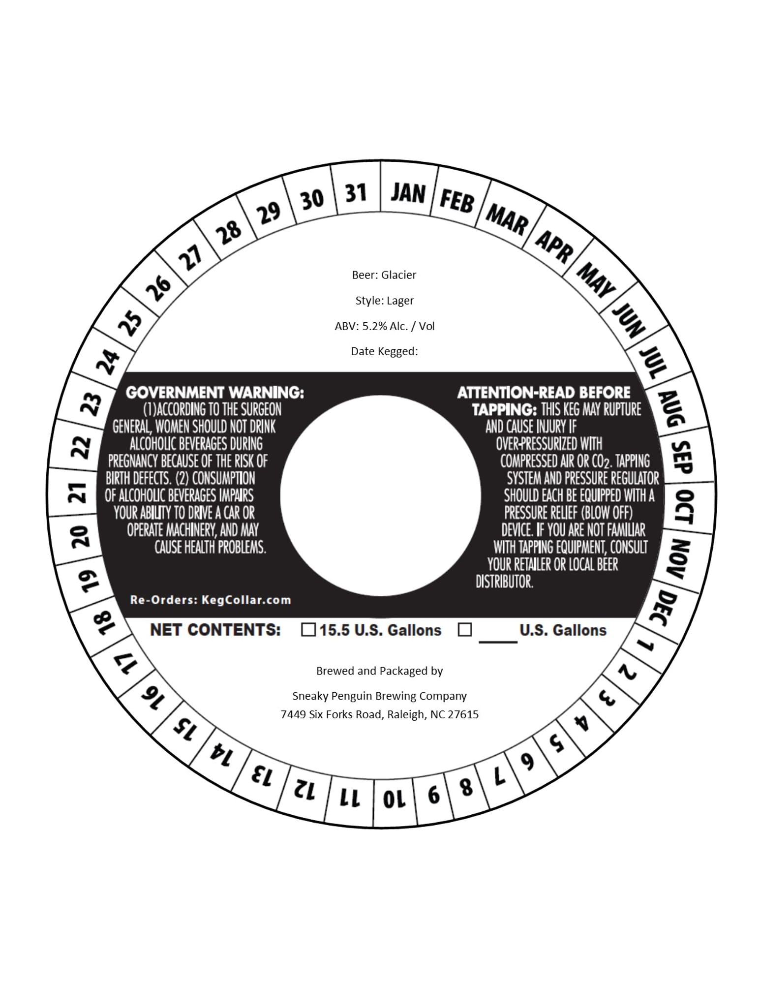 Glacier by Sneaky Penguin Brewing Company - beer label