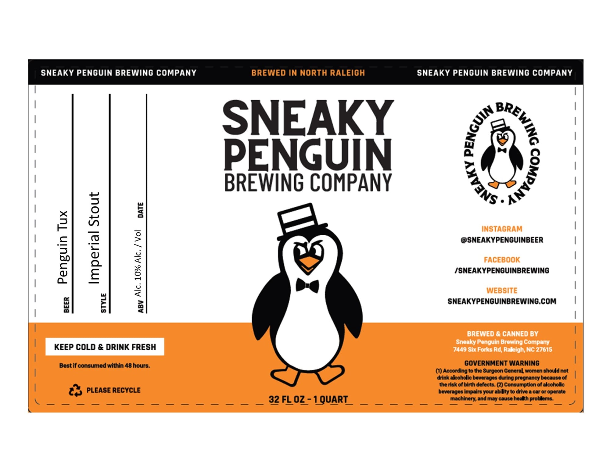 Sneaky Penguin Imperial Stout by Sneaky Penguin Brewing Company - beer label